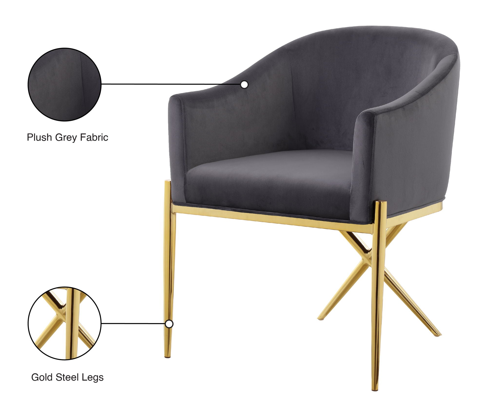Xavier - Dining Chair with Gold Legs