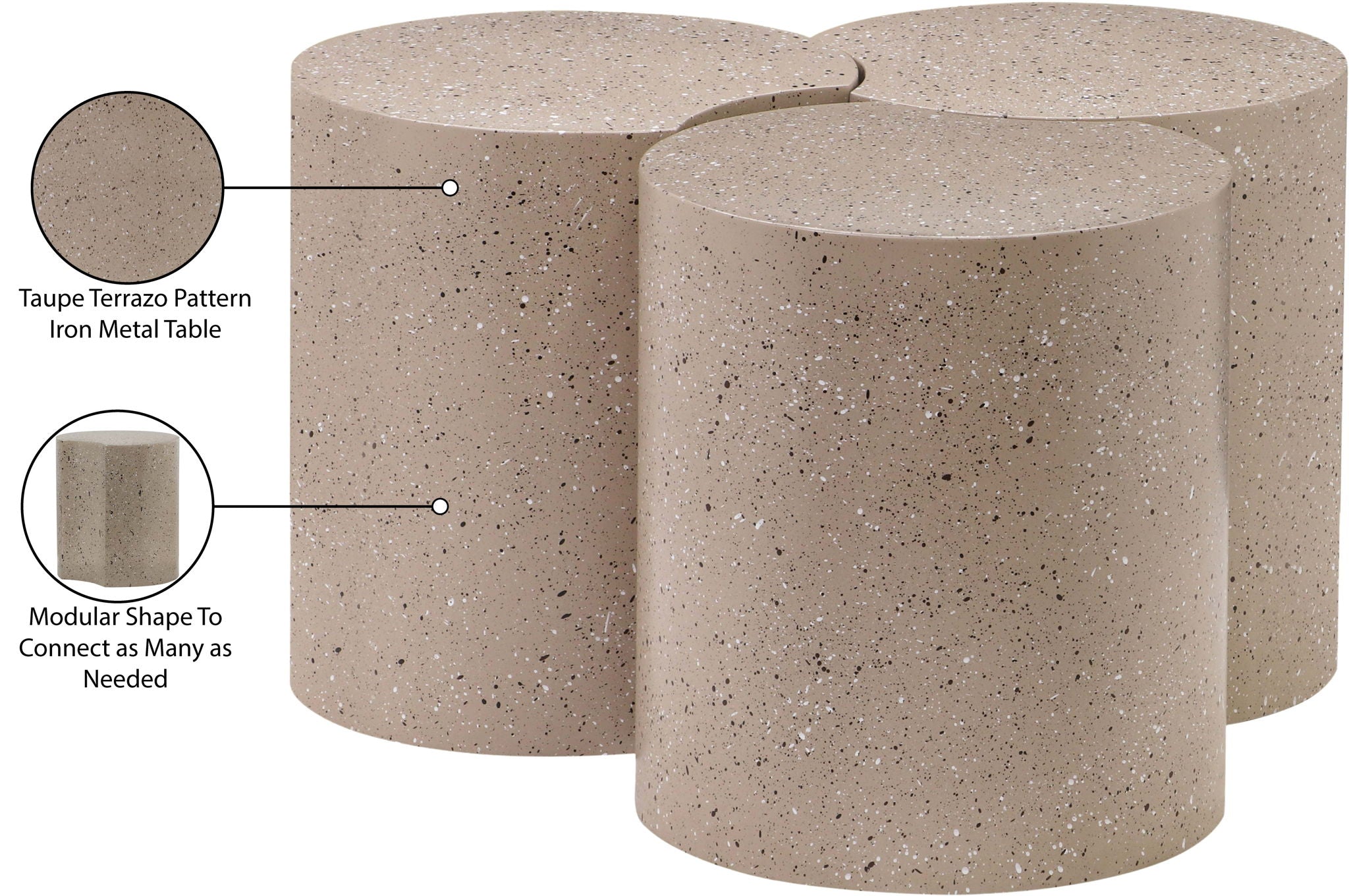 Dimple - 3 Piece Modular Coffee Table - Terazzo Finish