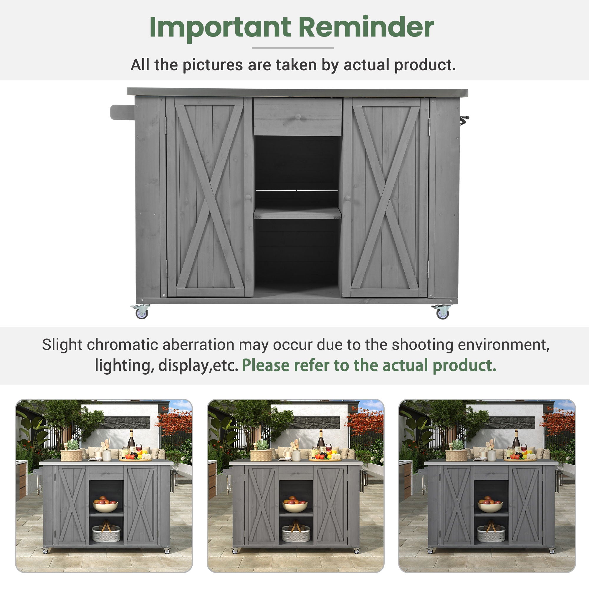 Outdoor Kitchen Island With Stainless Steel Top, Ample Storage Space, Towel And Spice Racks And A Bottle Opener