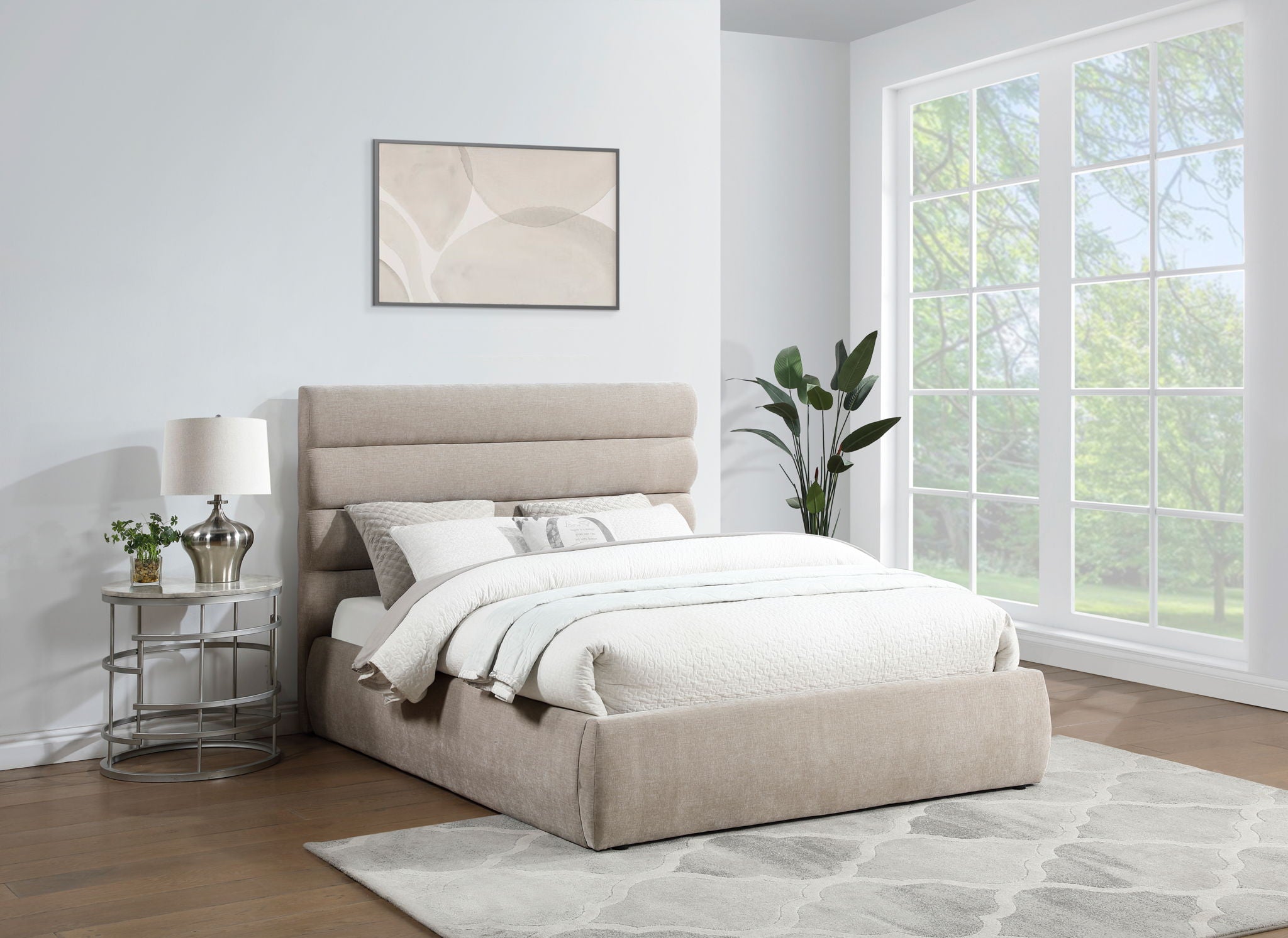 Adam - Chenille Fabric Bed With 52" Headboard