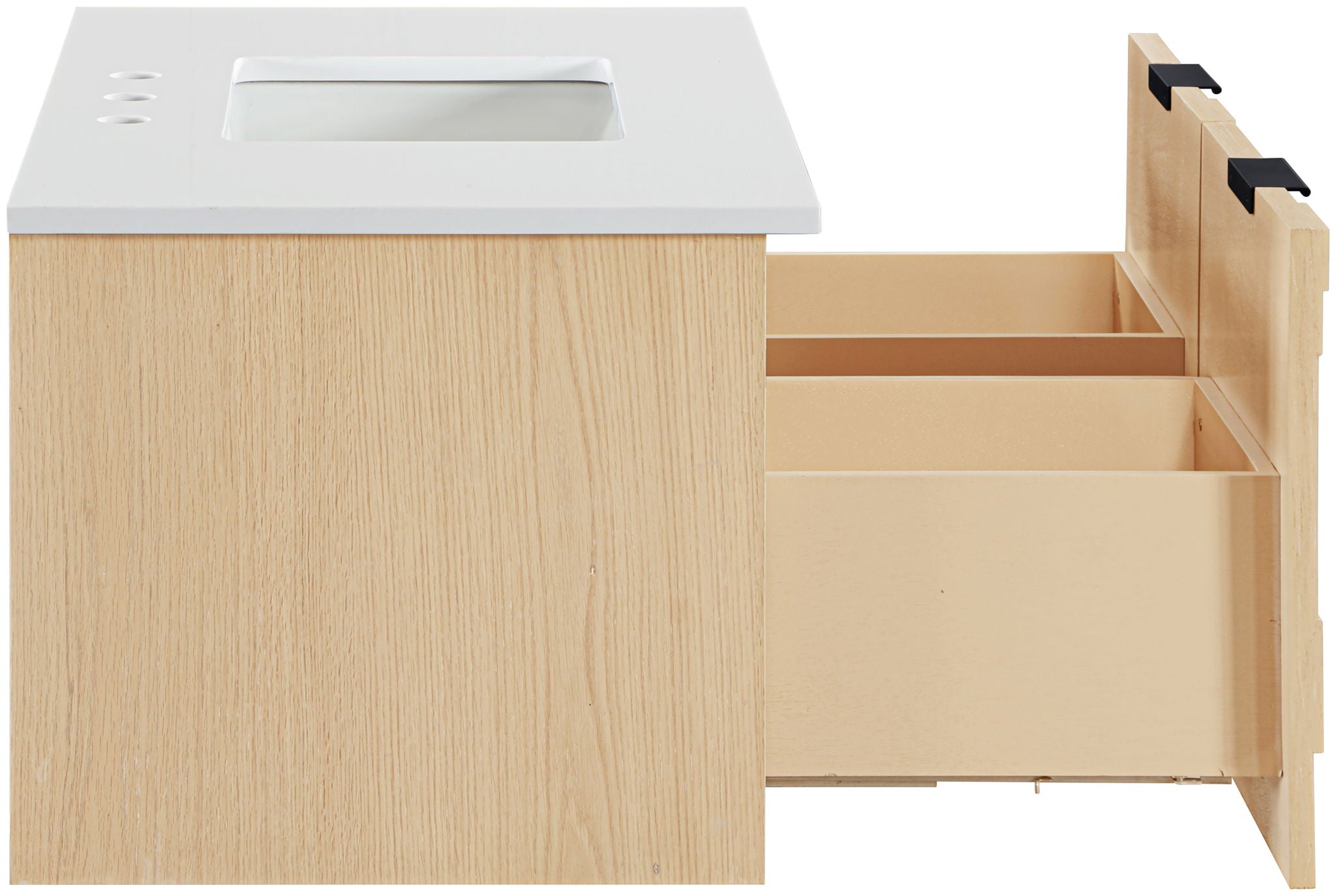 Leonardo - Engineered Stone And Solid Wood 24" Wall Mounted Bathroom Vanity