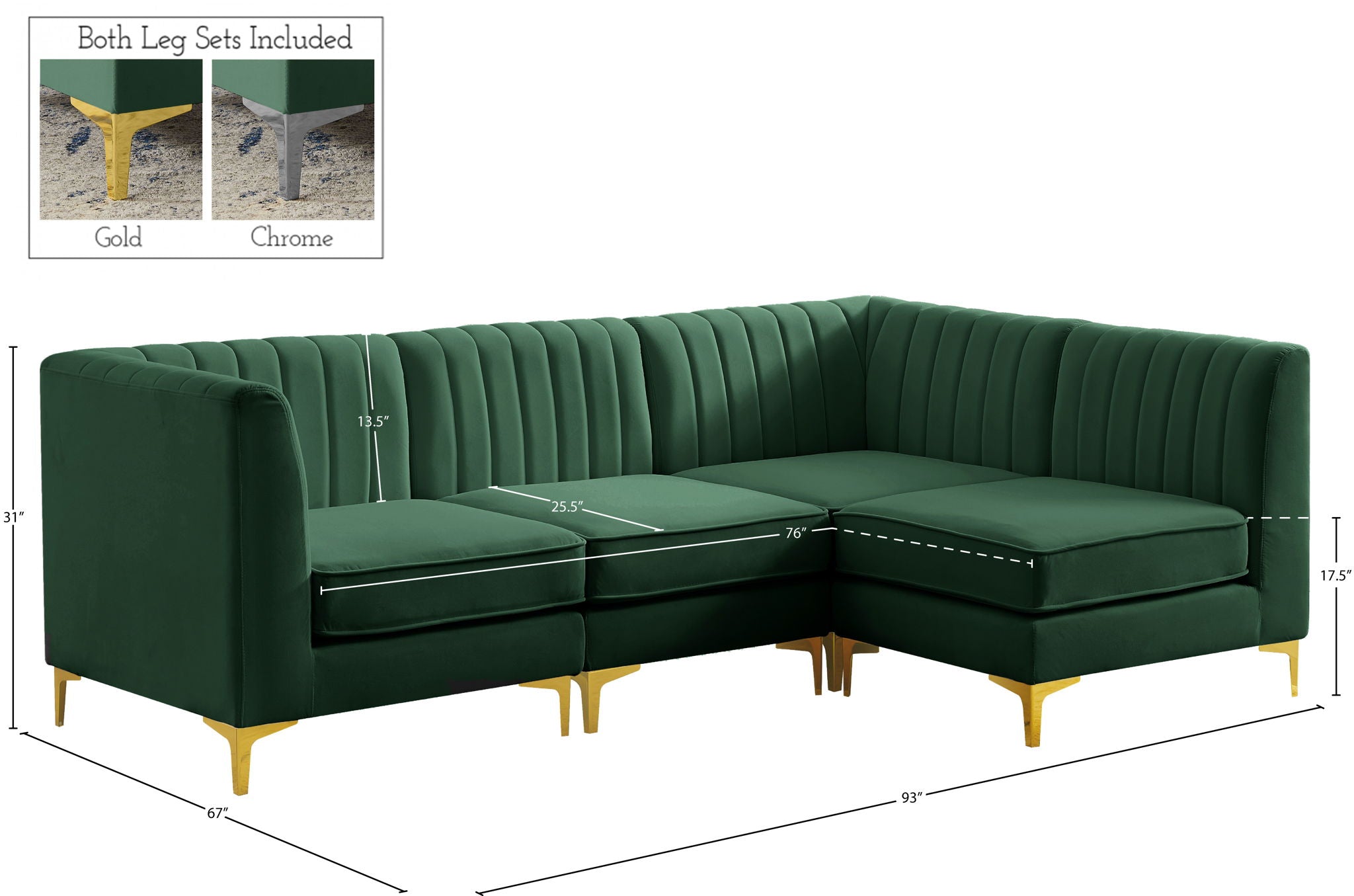 Alina - 4 Piece Modular L-Shaped Sectional