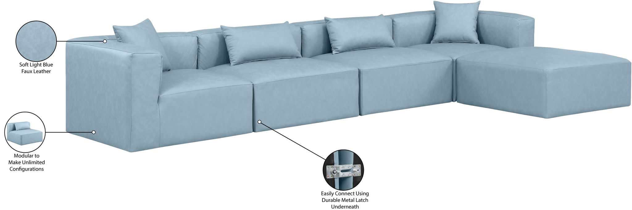 Cube - 5 Piece Modular Sectional With Chaise