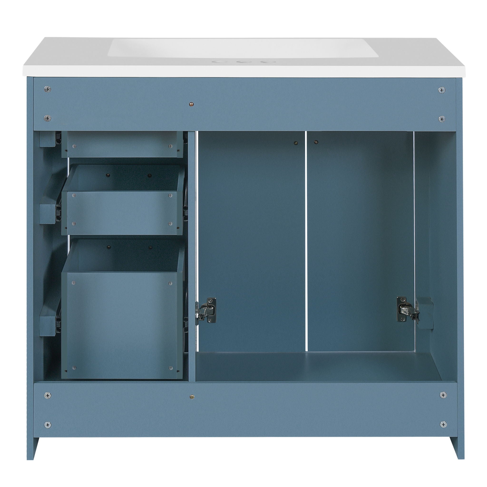 Bathroom Vanity With Sink, Storage Cabinet, Freestanding Set With 3 Drawers & Soft Closing Doors - Indigo