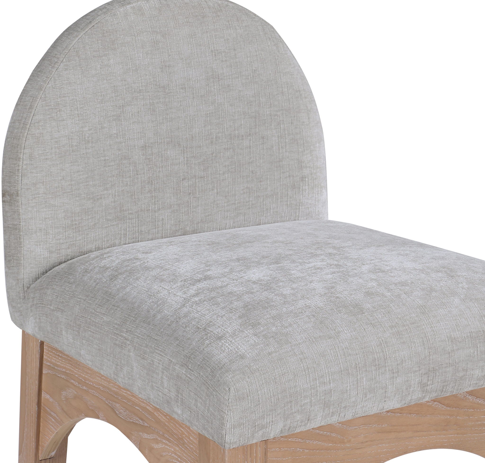 Waldorf - Chenille Stool With Natural Legs