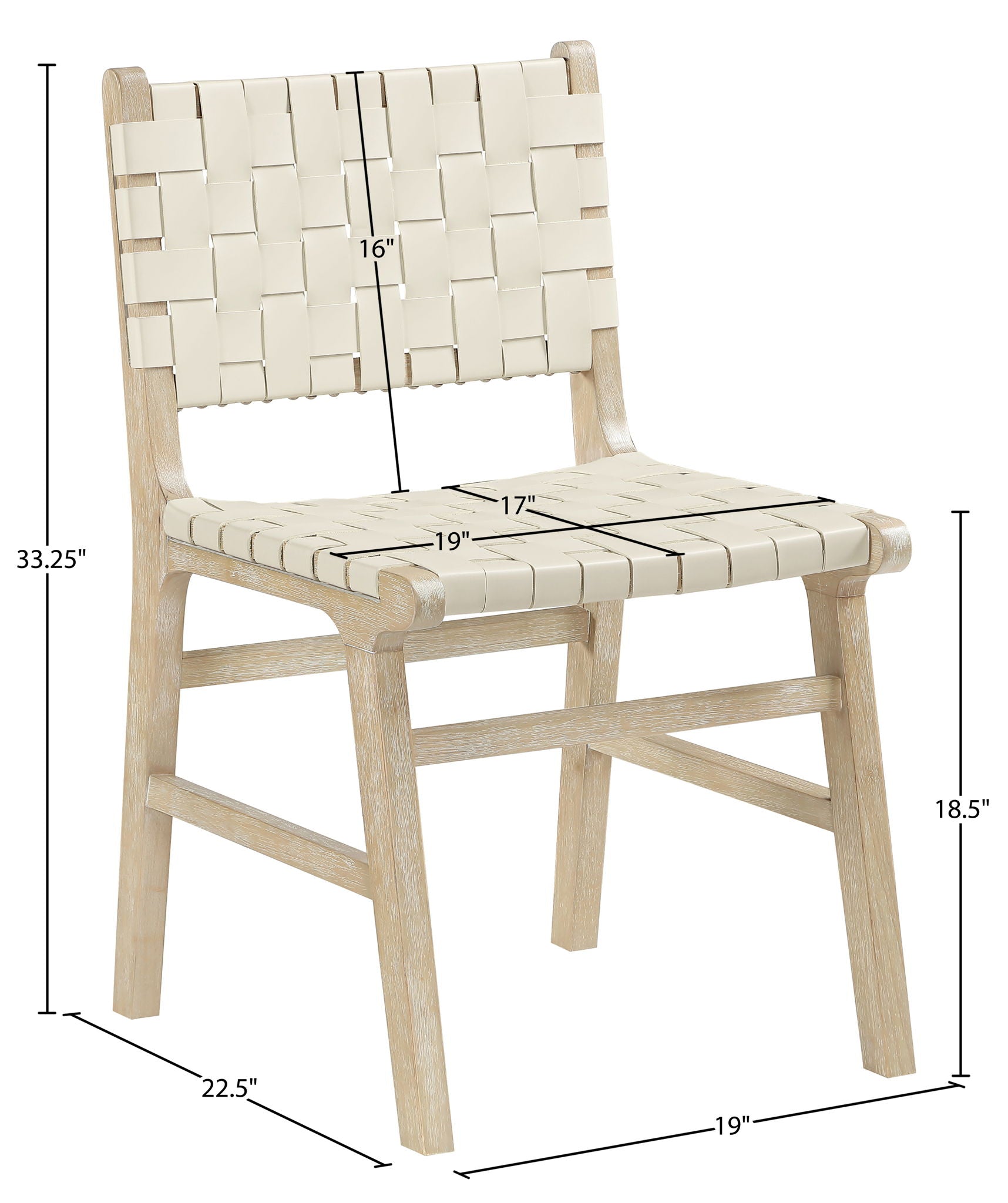 Entwine - Vegan Leather Upholstered Dining Chair - Painted Natural