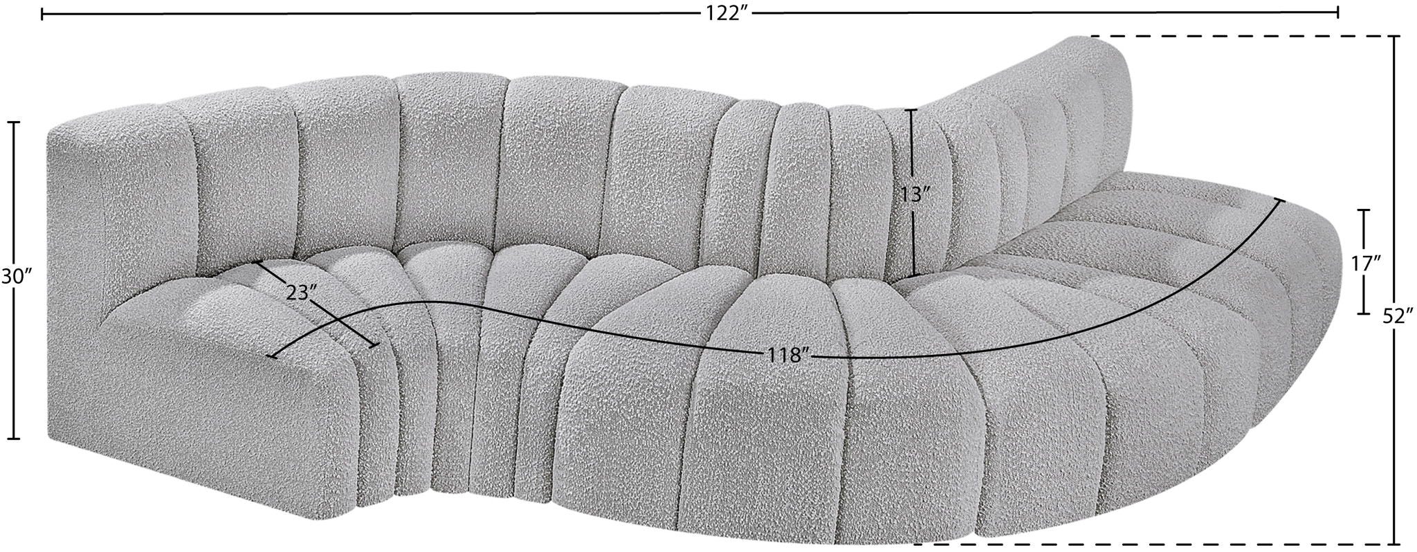 Arc - Boucle Fabric 5 Piece Modular Sofa