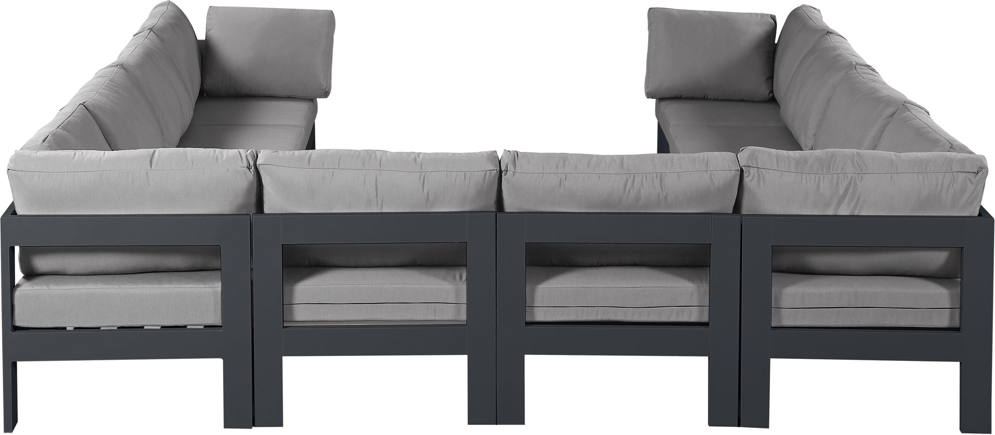 Nizuc - Outdoor Patio 10 Piece Modular Sectional With Gray Frame