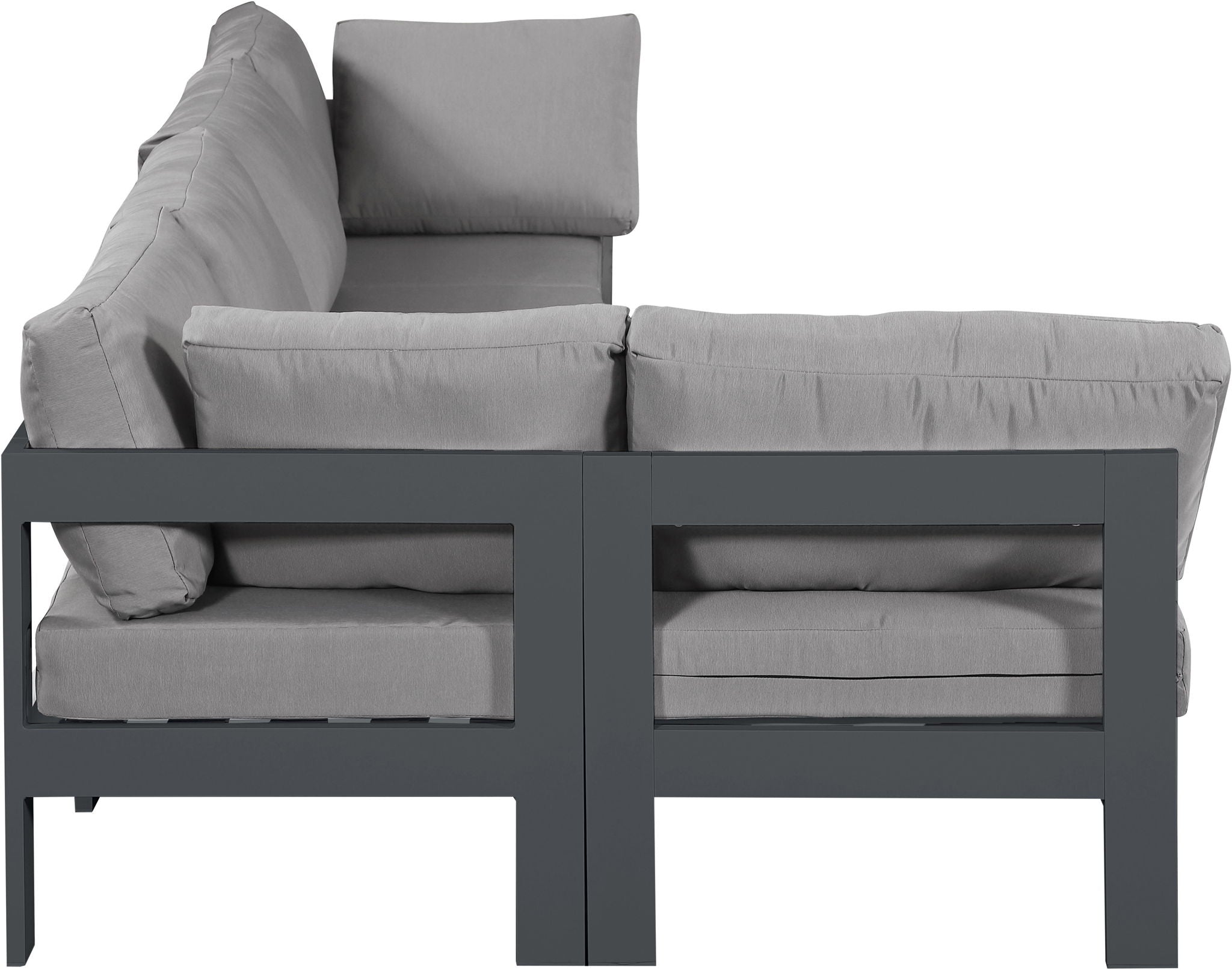 Nizuc - Outdoor Patio 5 Piece Modular Sectional With Gray Frame