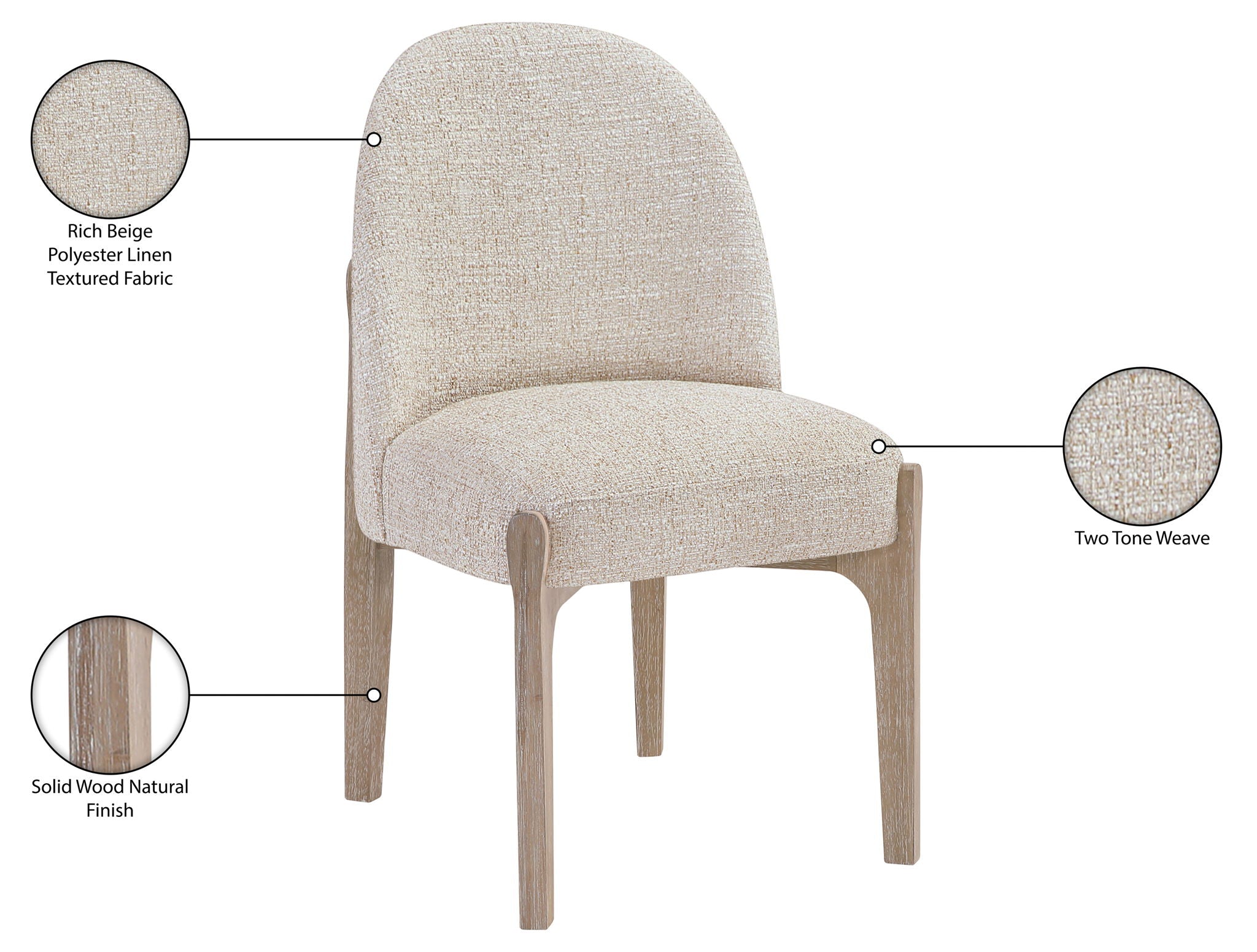 Torino - Upholstered Dining Chair With Brushed Natural Base (Set of 2)