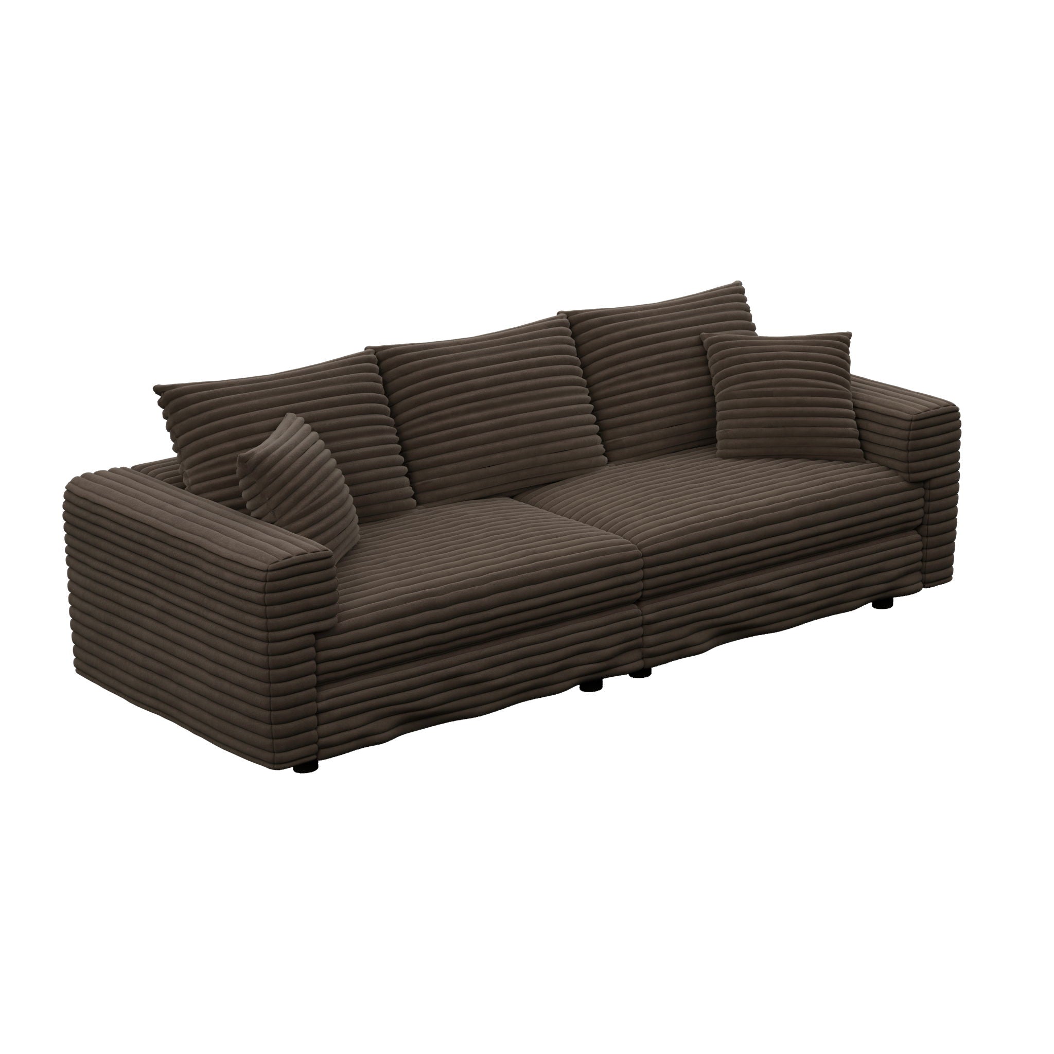 Deep Seat Convertible Sofa With Soft Pillows And Ottomans