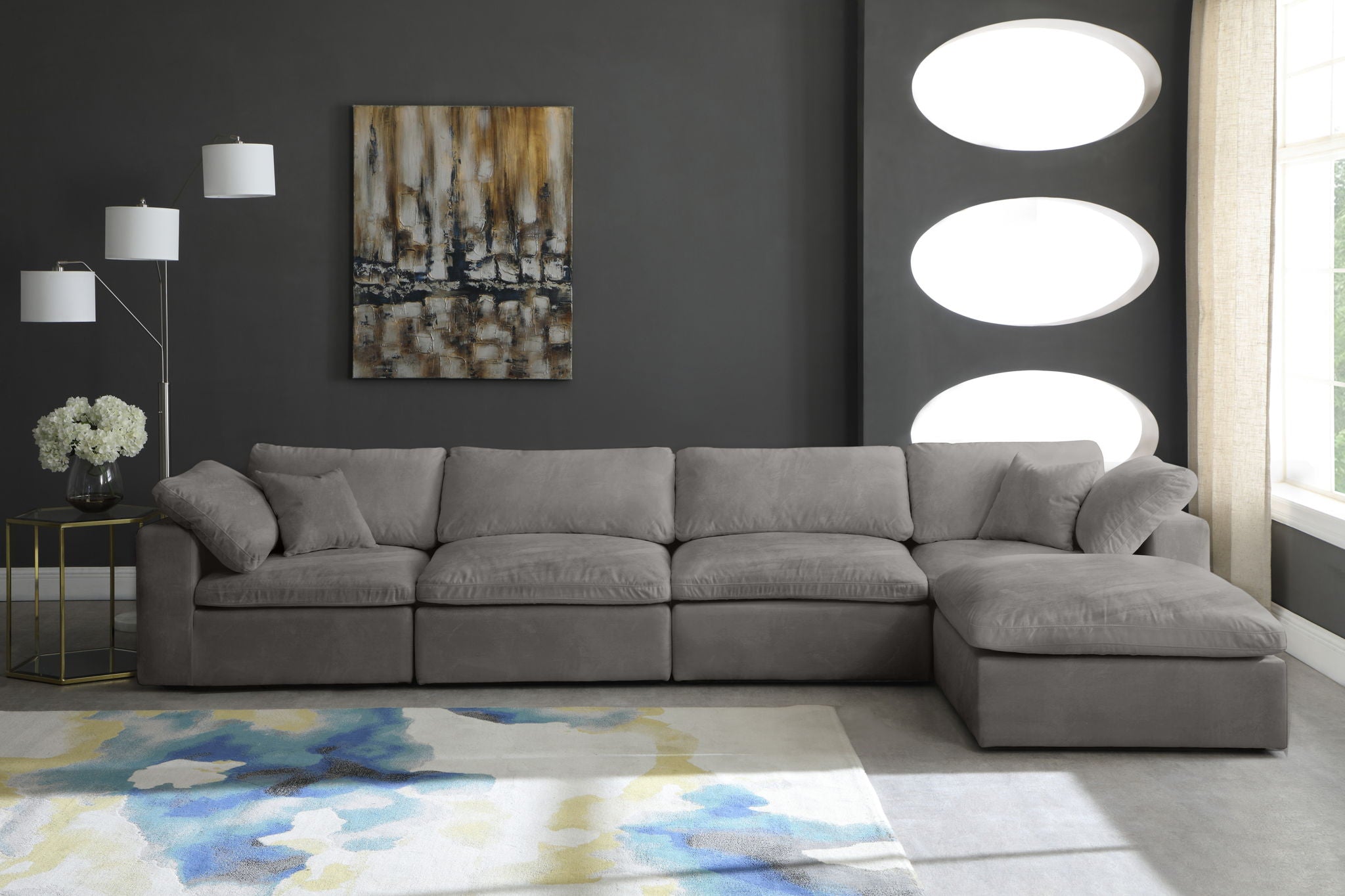 Cozy - 5 Piece Modular Sectional With Chaise