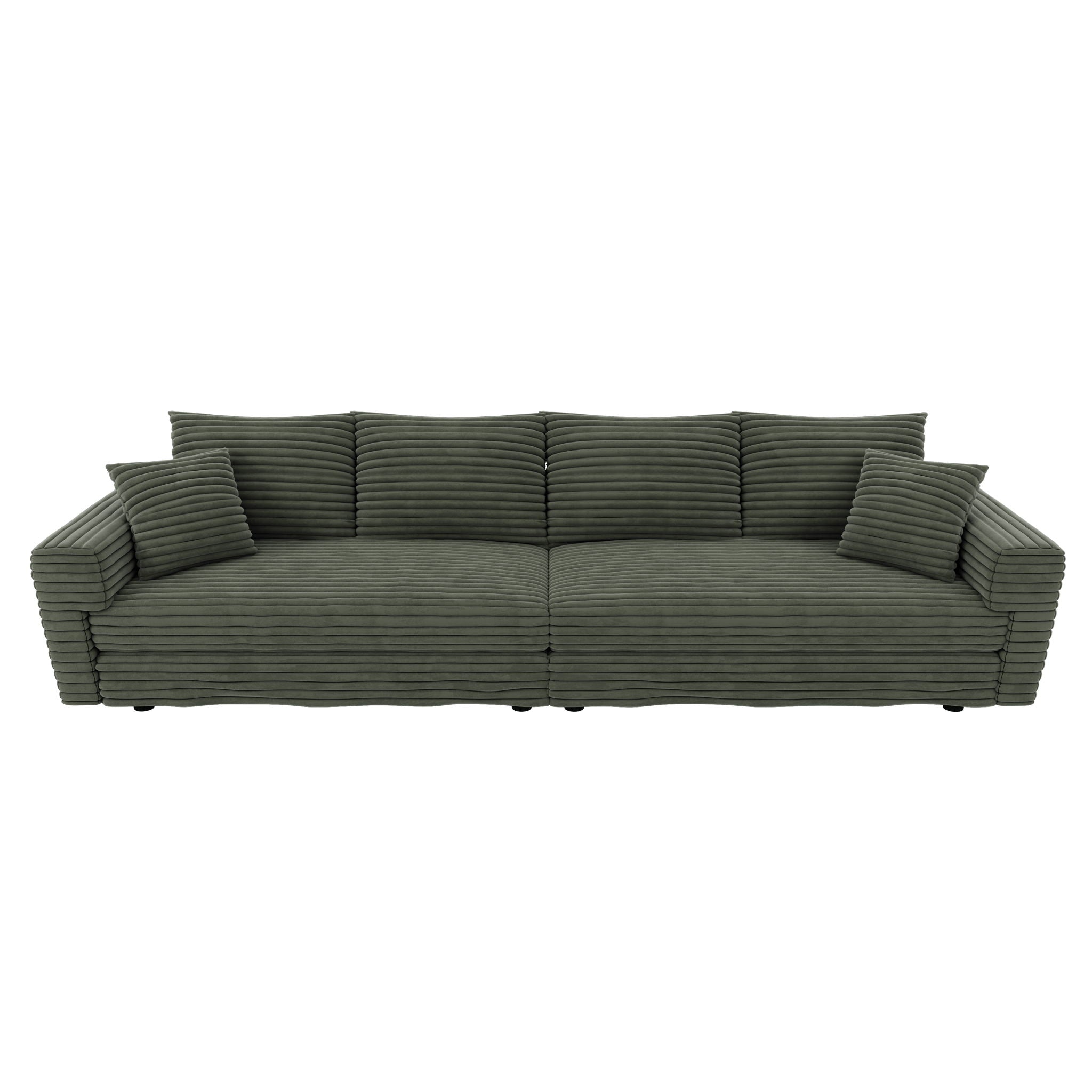 Convertible Deep Seat Sofa With Soft Pillows And Ottomans