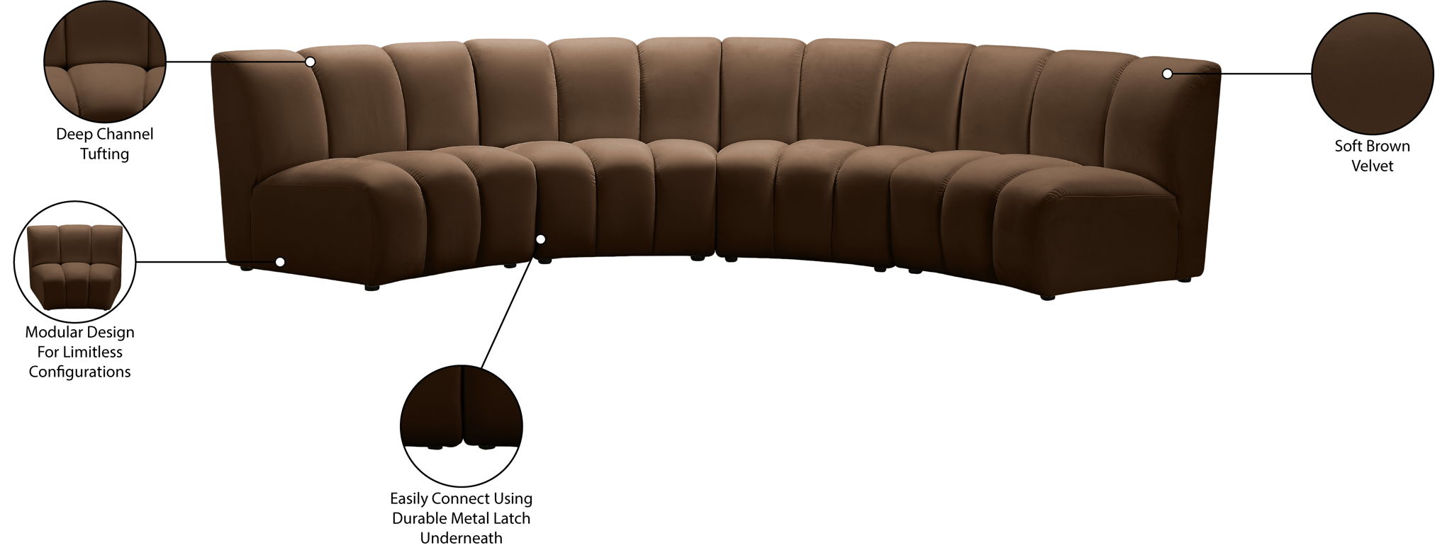 Infinity - 4 Piece Velvet Modular Sectional