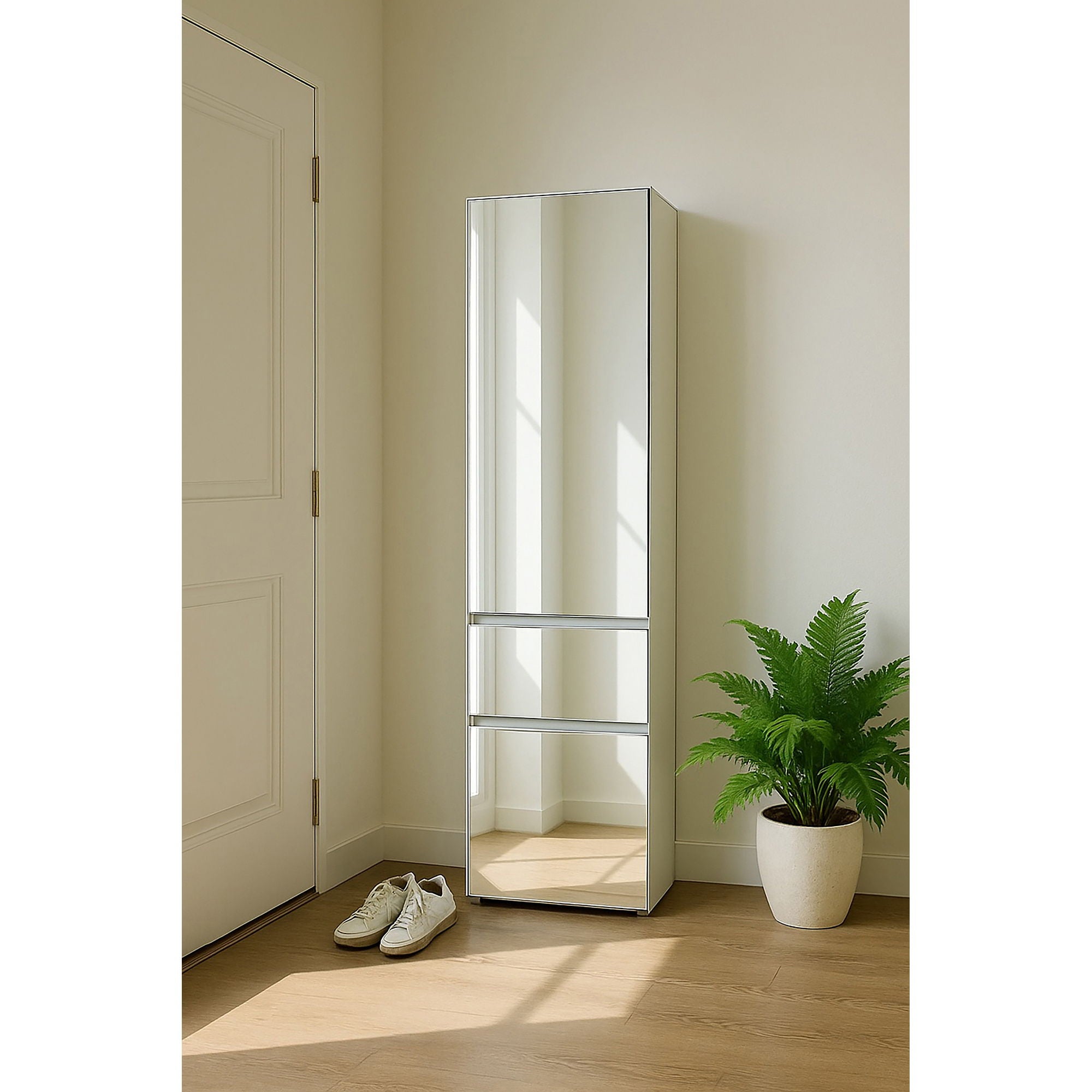 Elise - Modular Closet System With Mirror - White - Wood