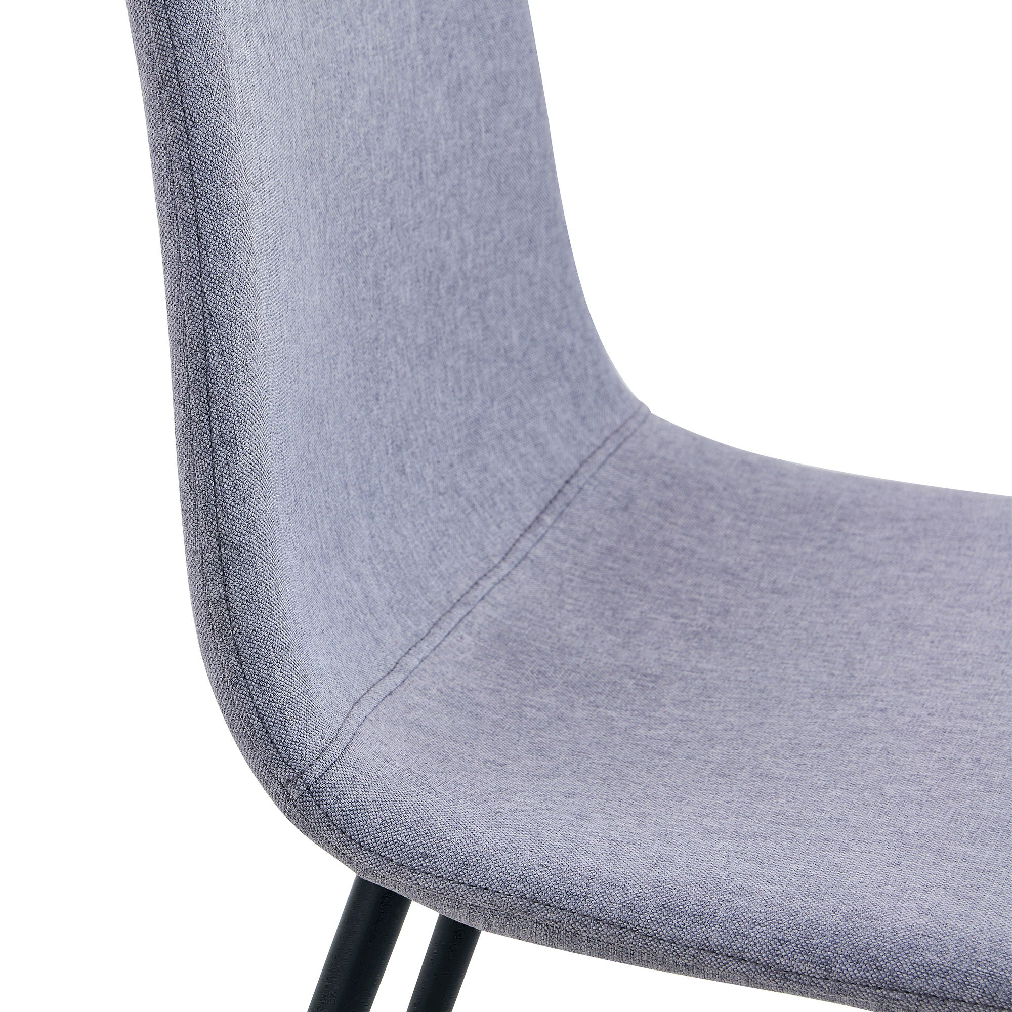 Luxury Simple Chair Linen Cotton High Resilience Dining Chair With Black Metal Legs (Set of 4) - Light Gray