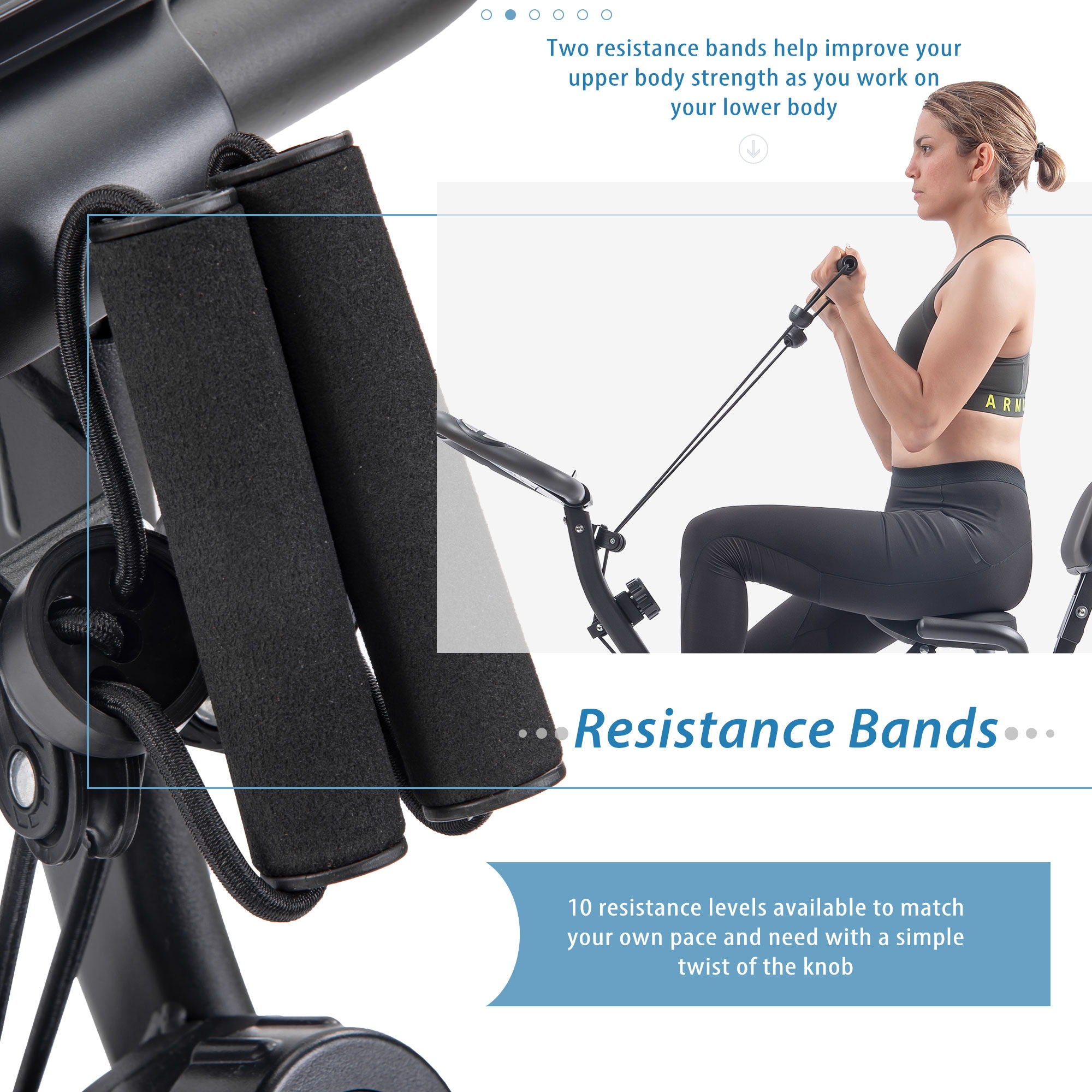 Exercise Bike Folding Stationary Bikes For Home With 16 Level Magnetic Resistance