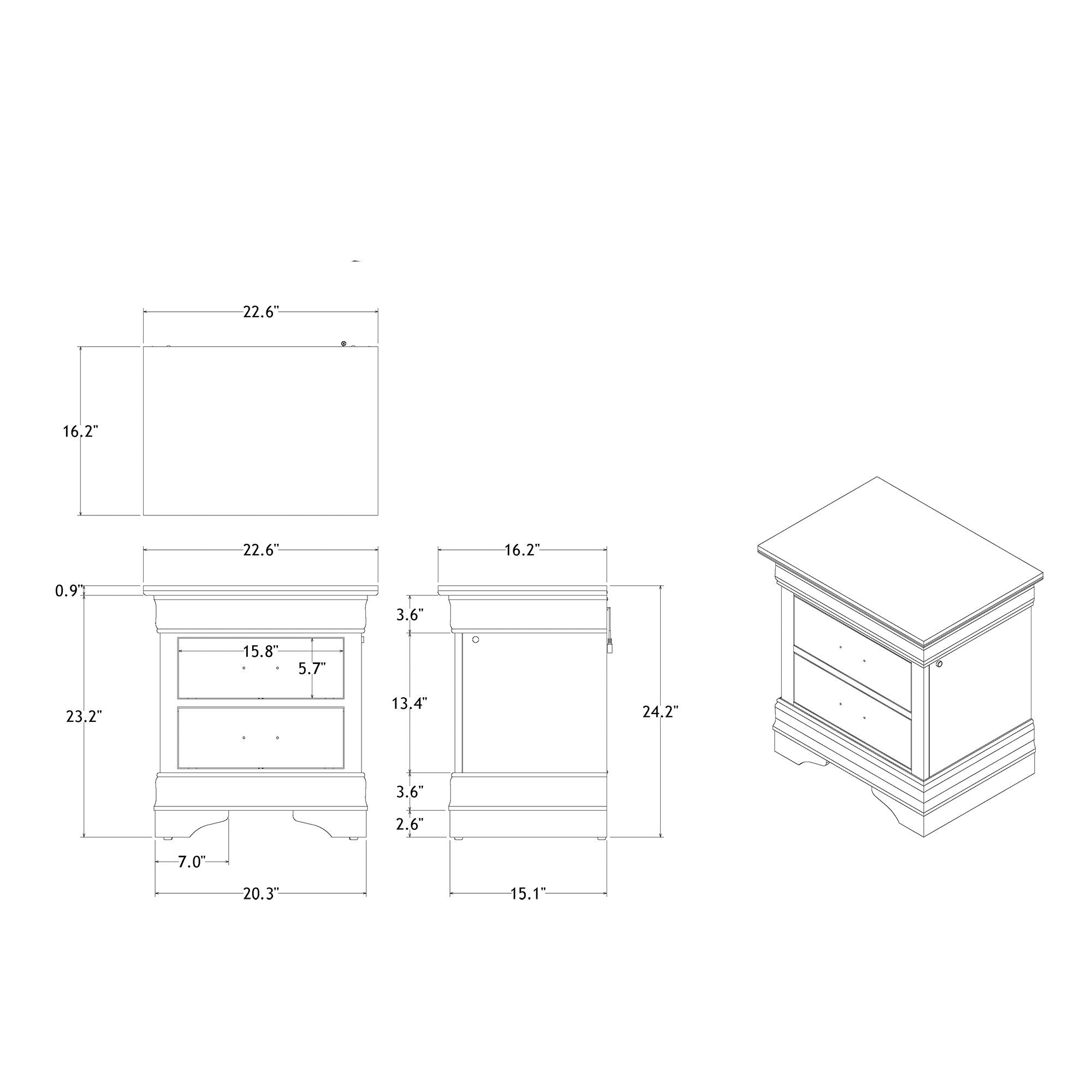 Charlston - 5 Piece Bedroom Set With LED Headboard