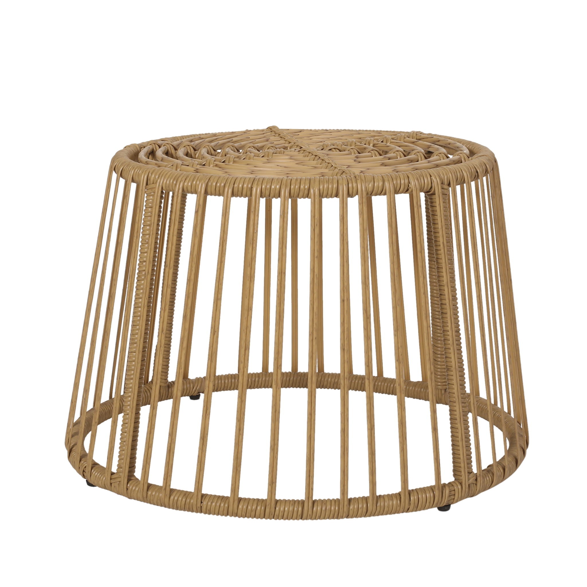 2 Piece Rattan Patio Set With Club Chair And Side Table - Beige / Light Brown