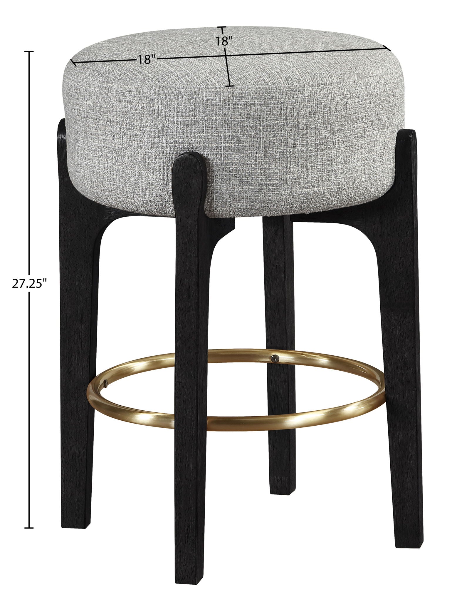 Torino - Backless Counter Stool With Brushed Black Base (Set of 2)
