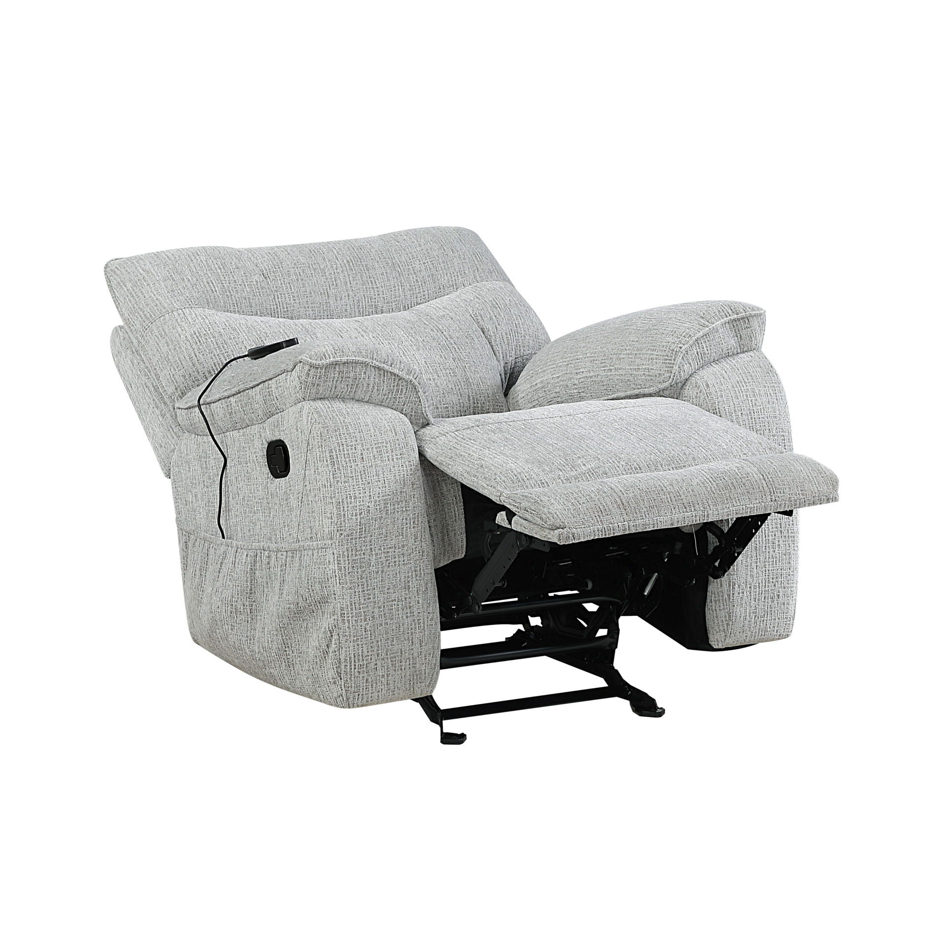 Chablis - Glider Recliner With Heat And Massage - Mist Gray