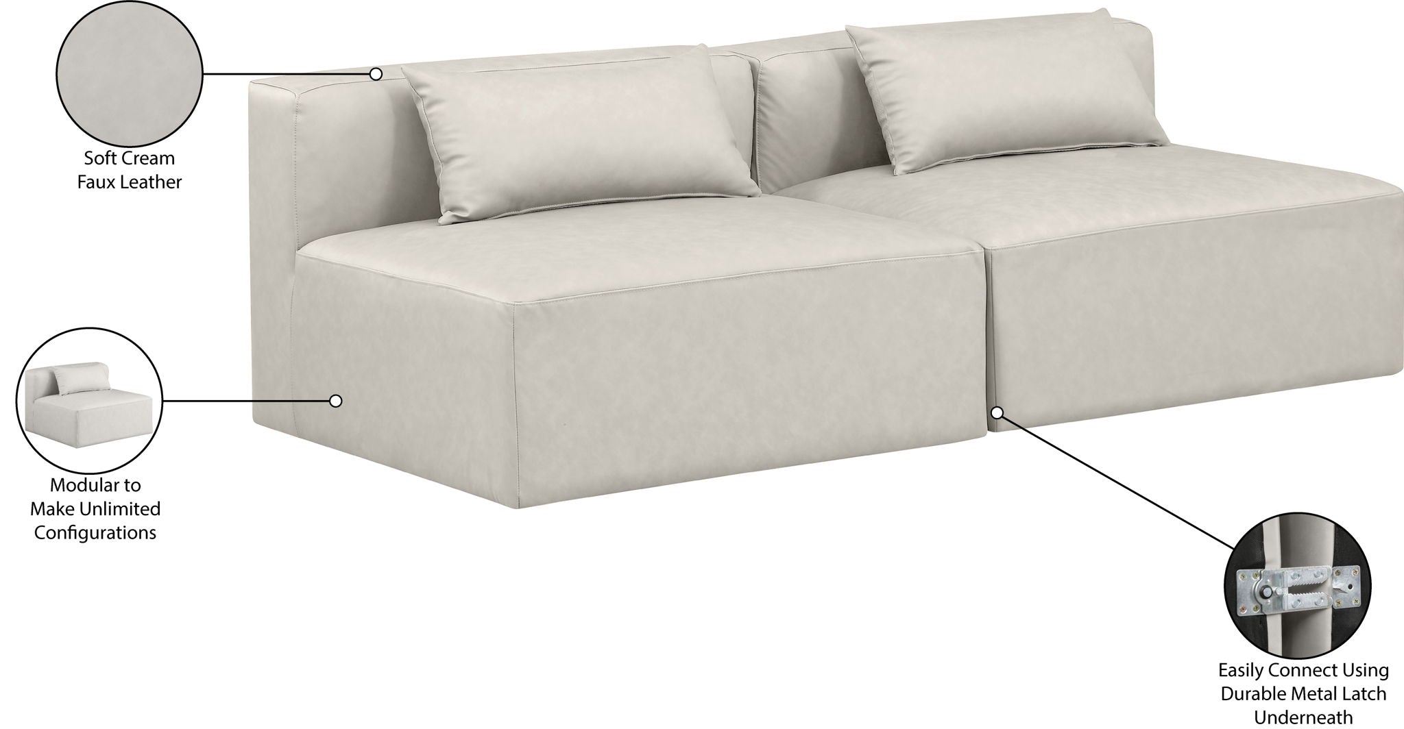 Cube - Modular 2 Seat Armless Sofa