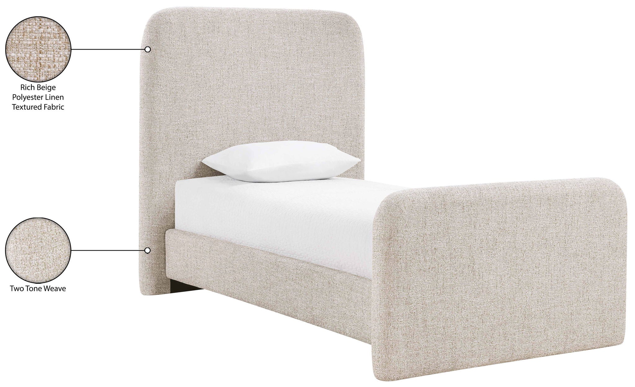 Fira - Linen Textured Fabric Upholstered Bed