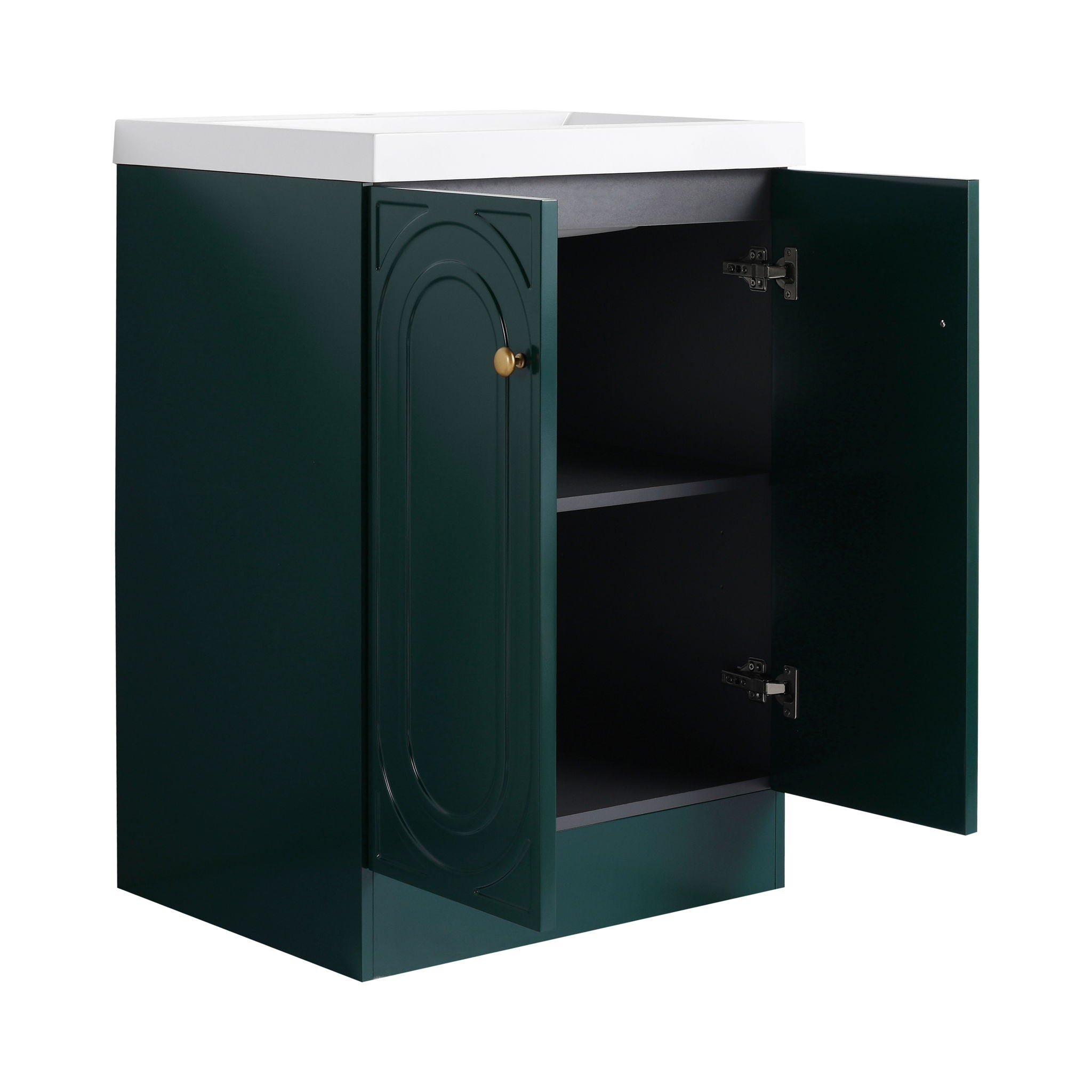 Contemporary Freestanding Bathroom Vanity With Resin Sink & Soft-Close Cabinet Doors