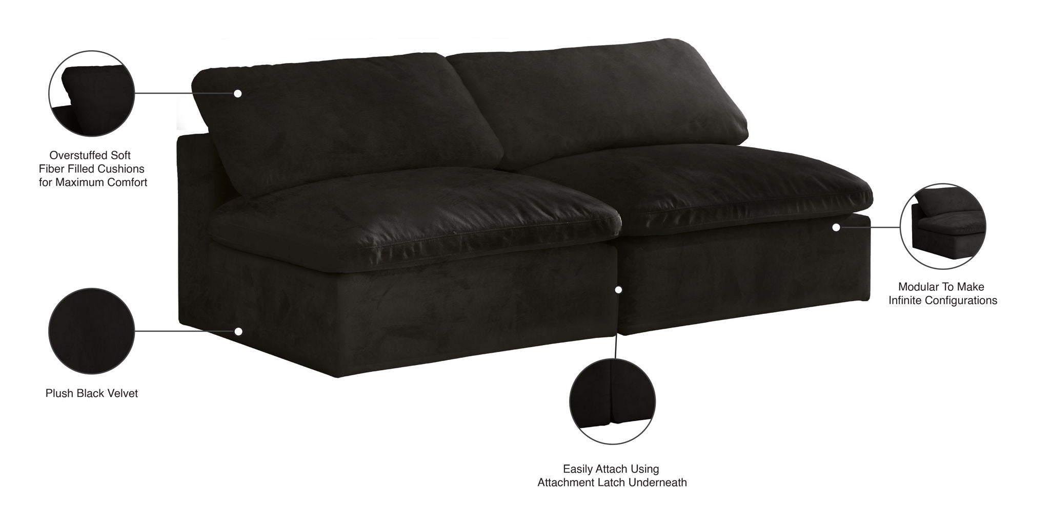 Cozy - Modular Armless 2 Seat Sofa