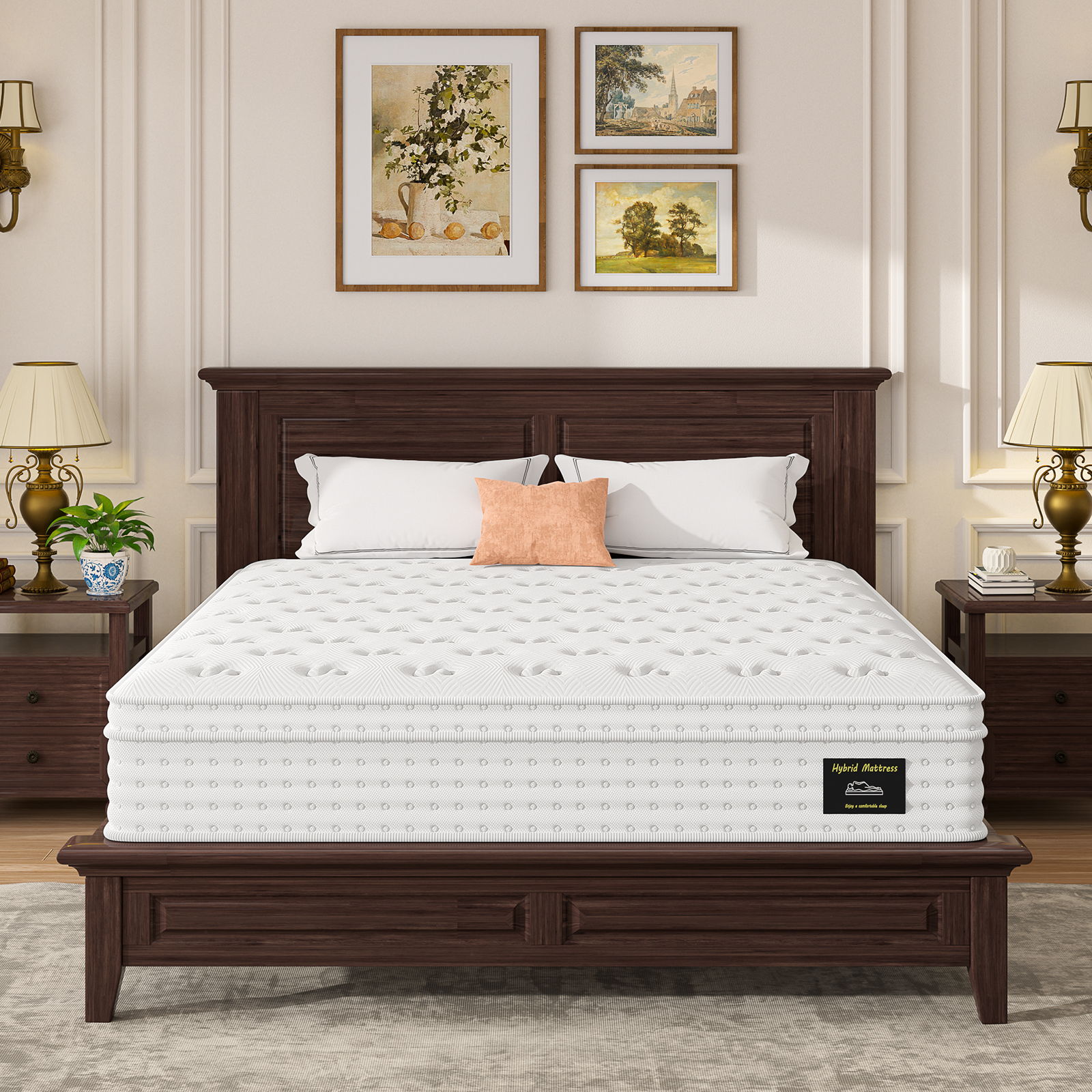 12'' Hybrid Mattress, Memory Foam & Pocket Springs For Pressure Relief