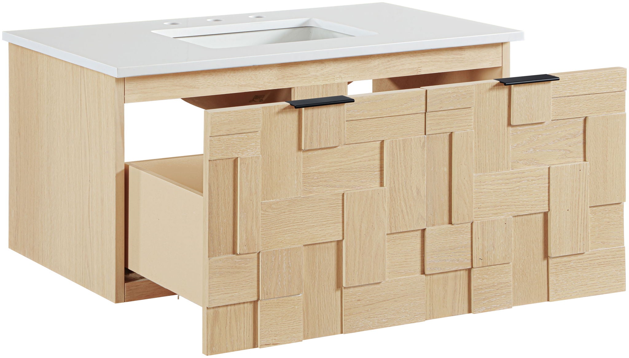 Leonardo - Engineered Stone And Solid Wood 24" Wall Mounted Bathroom Vanity