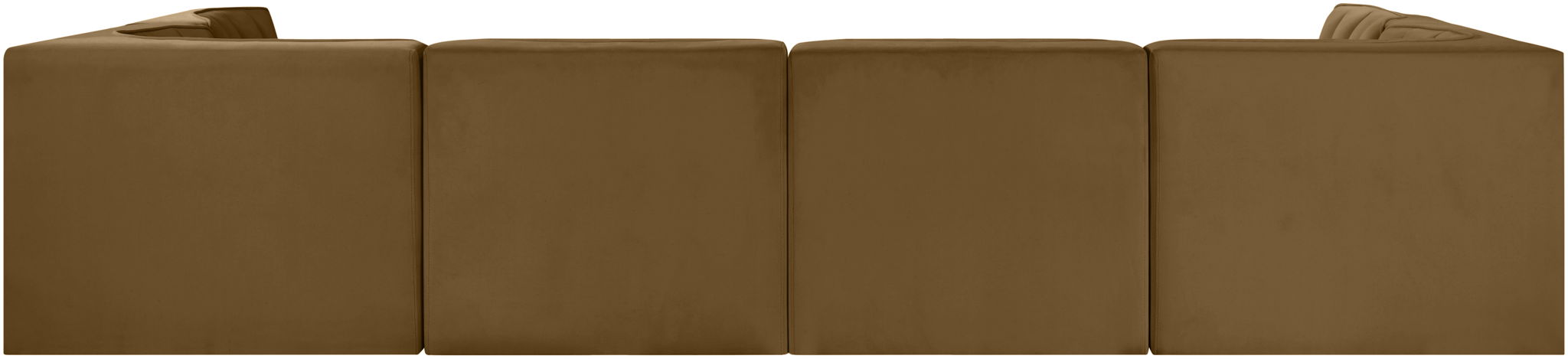 Rummi - Armless Velvet Performance Fabric Upholstered 6 Piece Modular Sectional