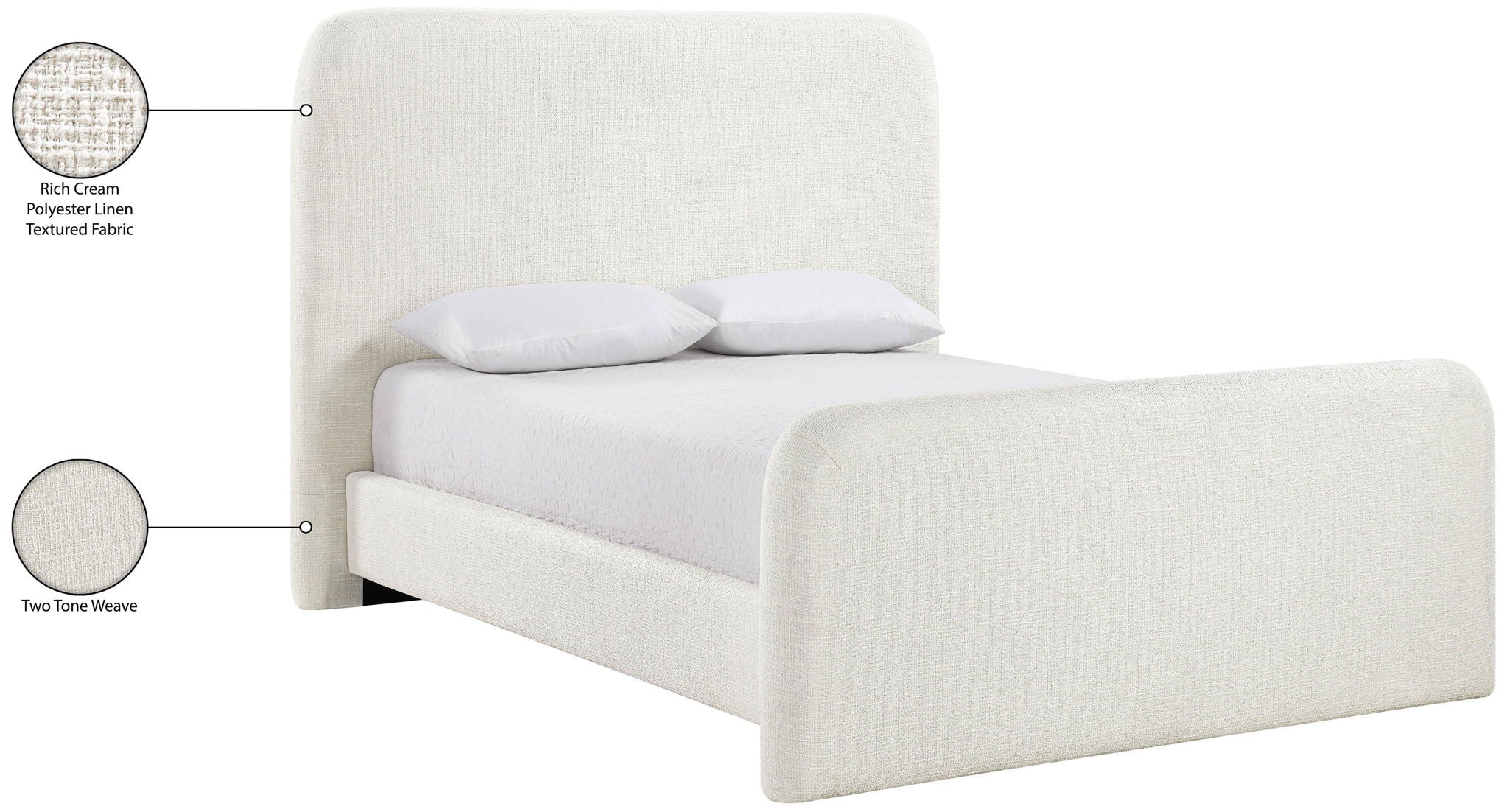 Fira - Linen Textured Fabric Upholstered Bed