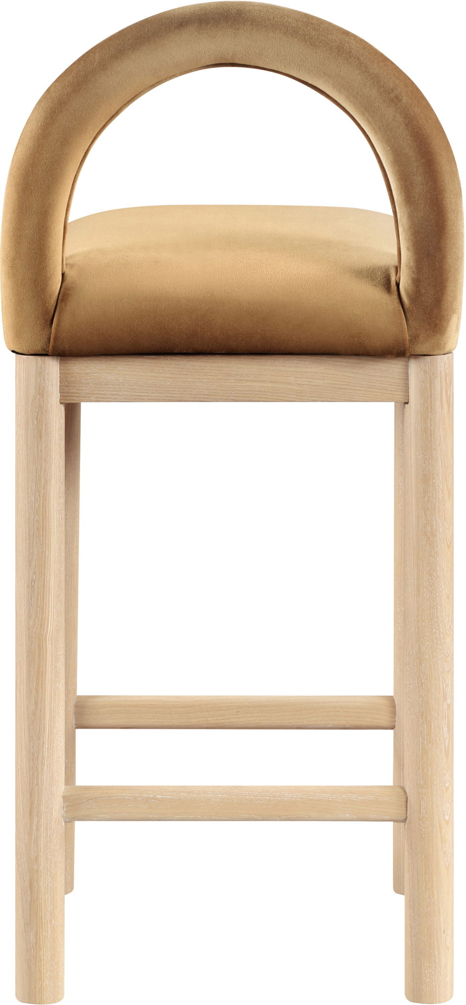 Conrad - Velvet Counter Stool With Natural Legs - Saddle