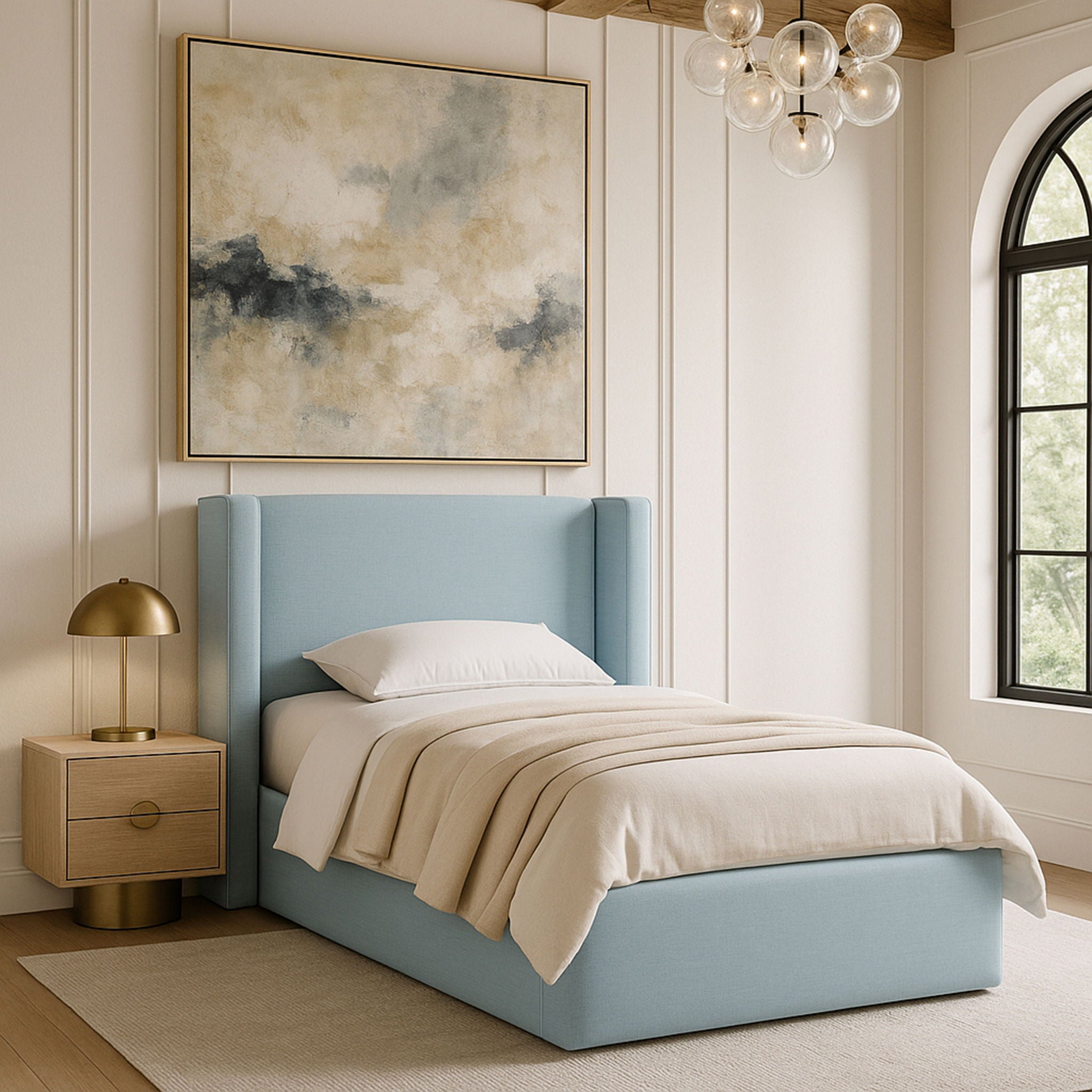 Kendall - Linen Textured Fabric Upholstered Bed