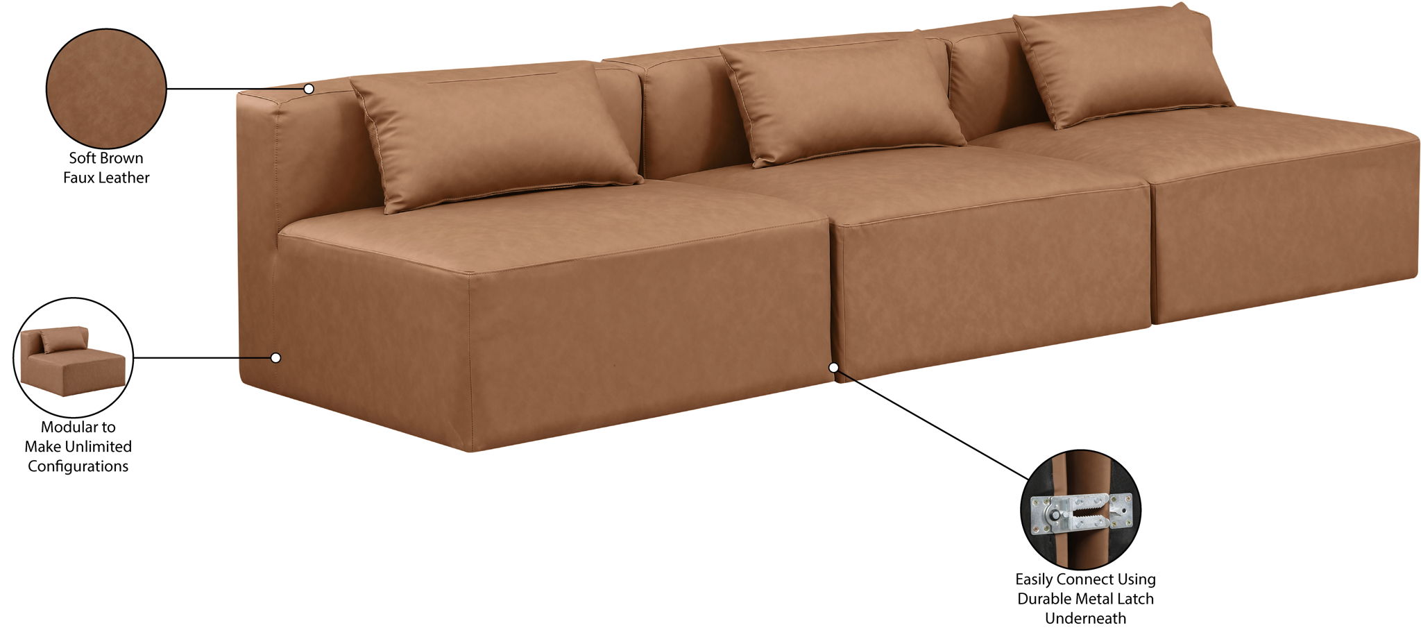 Cube - Modular 3 Seat Armless Sofa