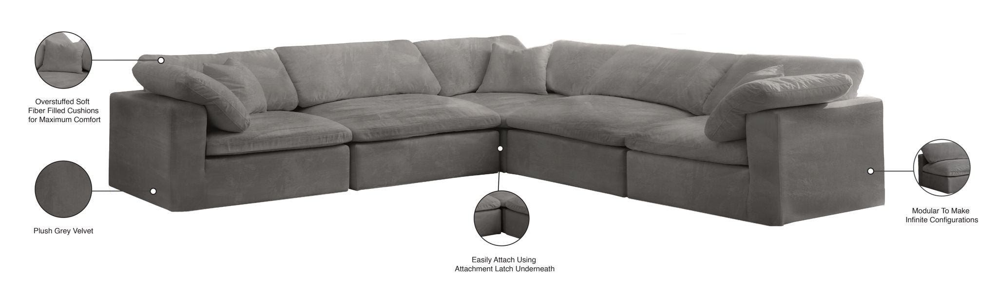 Cozy - 5 Piece Modular Corner Sectional