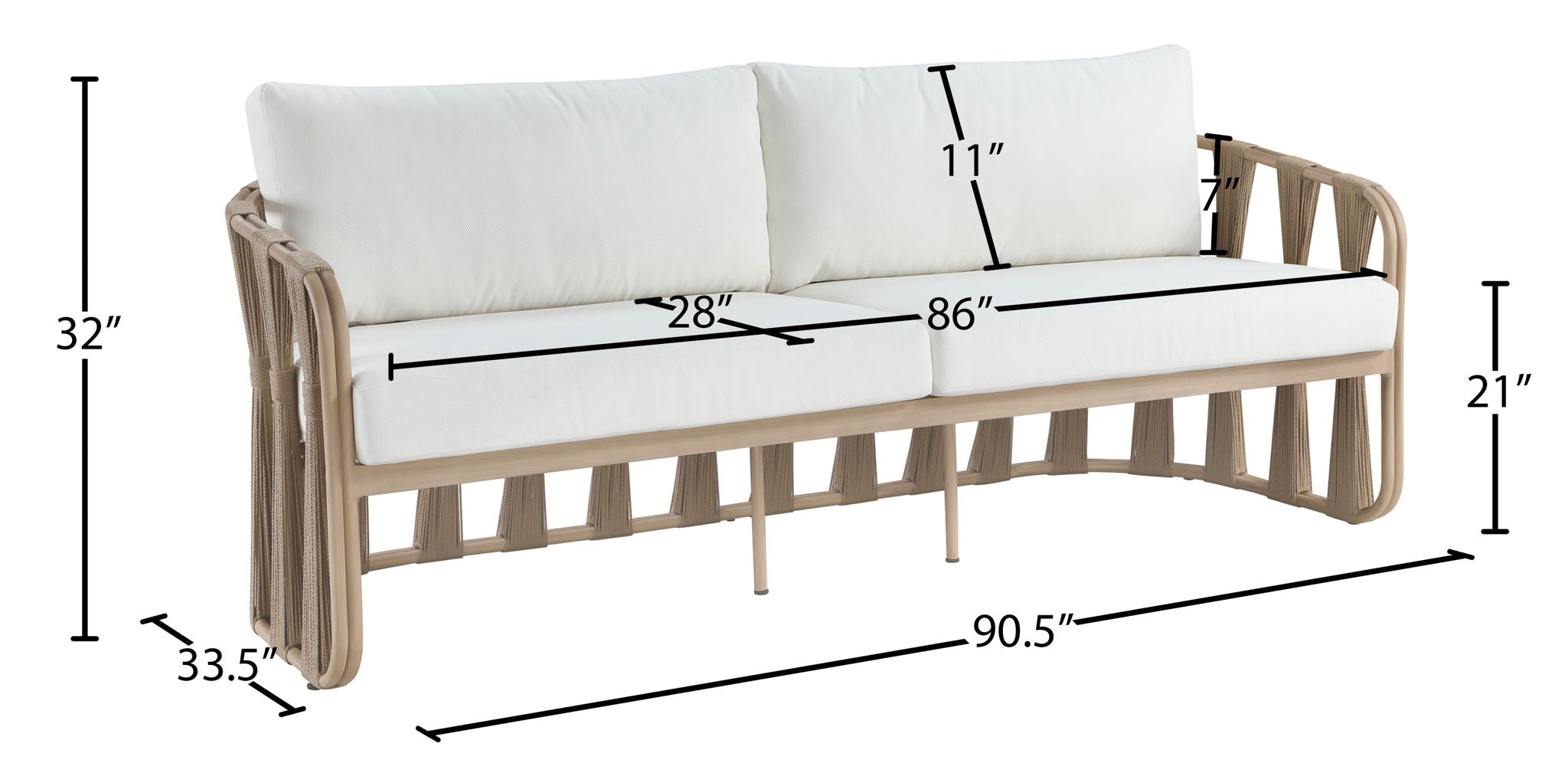 San Pietro - Resilient Waterproof Fabric 90.5" Upholstered Outdoor Patio Sofa
