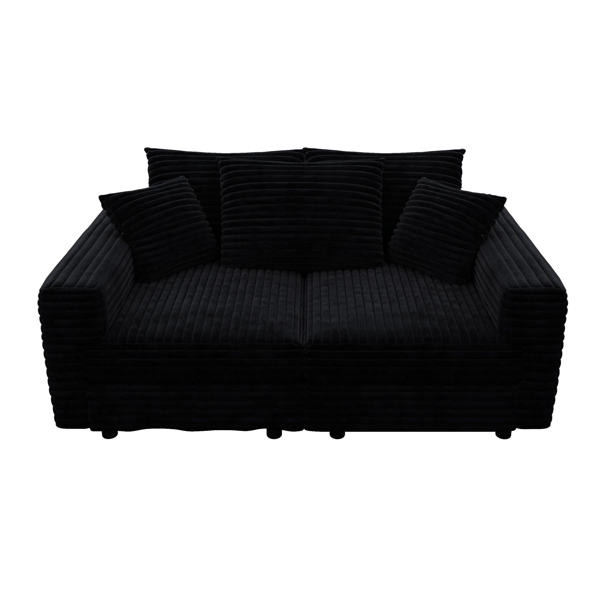Convertible Deep Seat Sofa With Soft Pillows And Ottomans