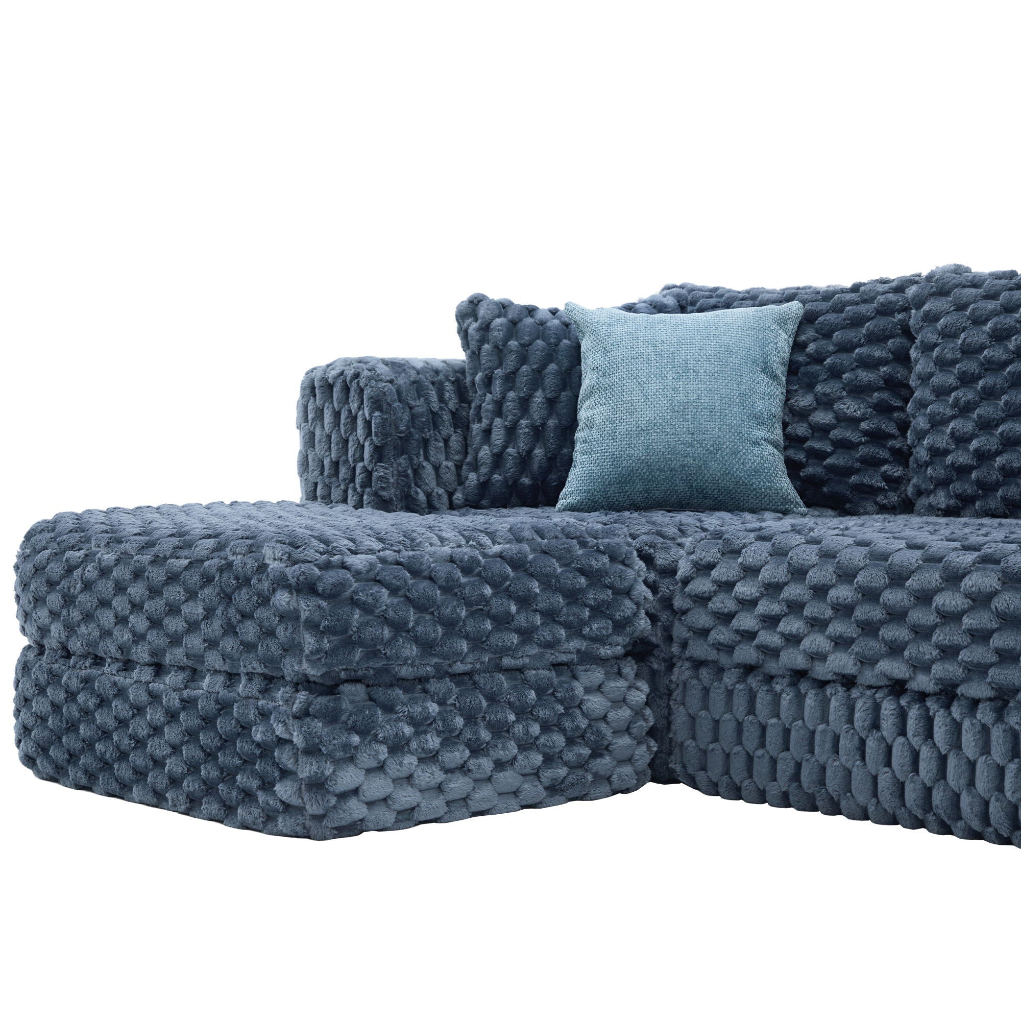 Modular Sectional Sofa, Boneless Couch With 2 Movable Ottomans