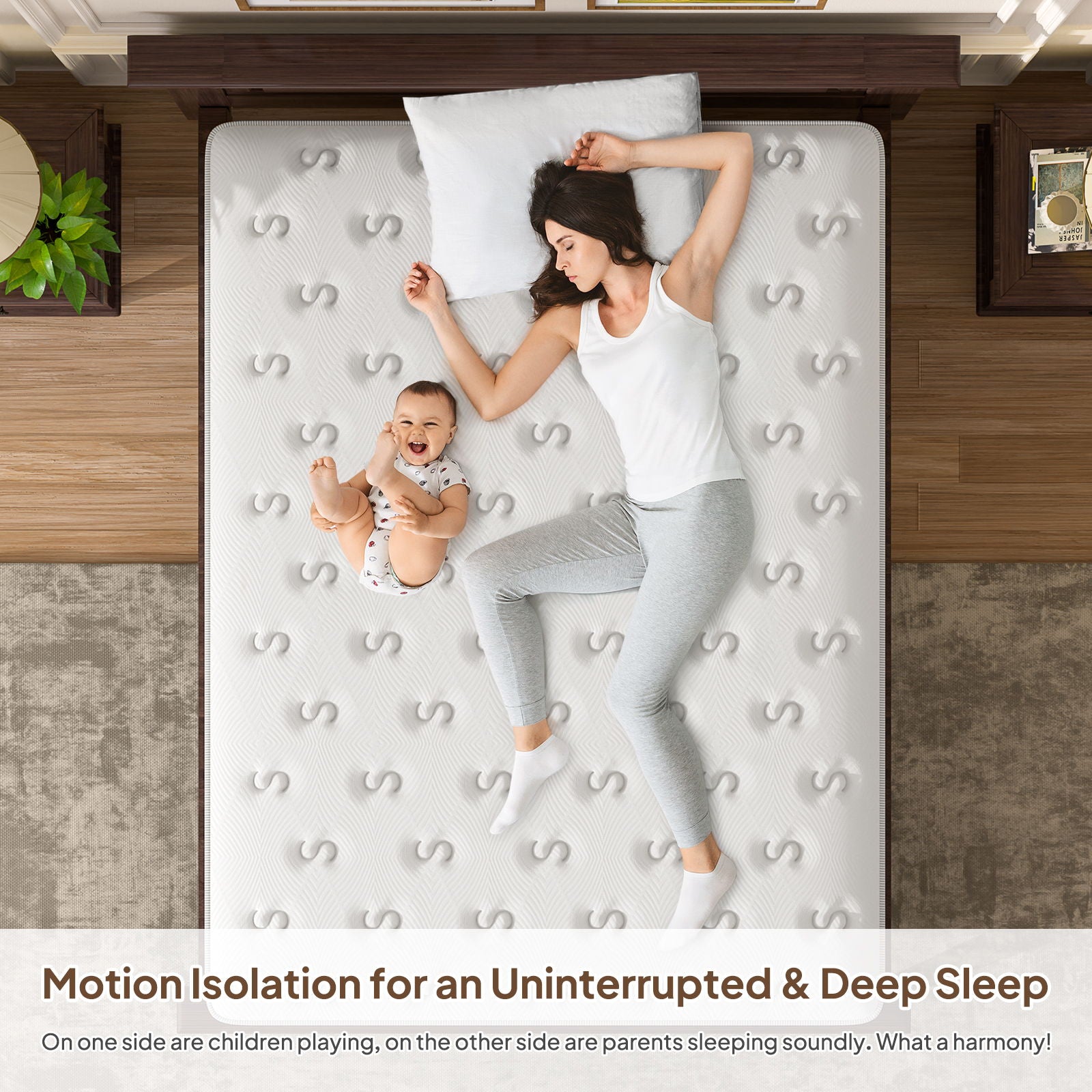 14'' Hybrid Mattress, Memory Foam & Pocket Springs For Pressure Relief