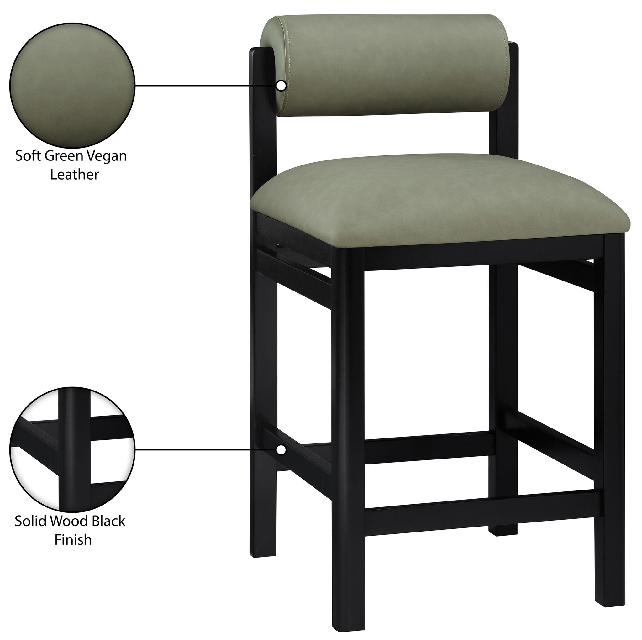 Roundhill - Faux Leather Counter Stool - Black Frame