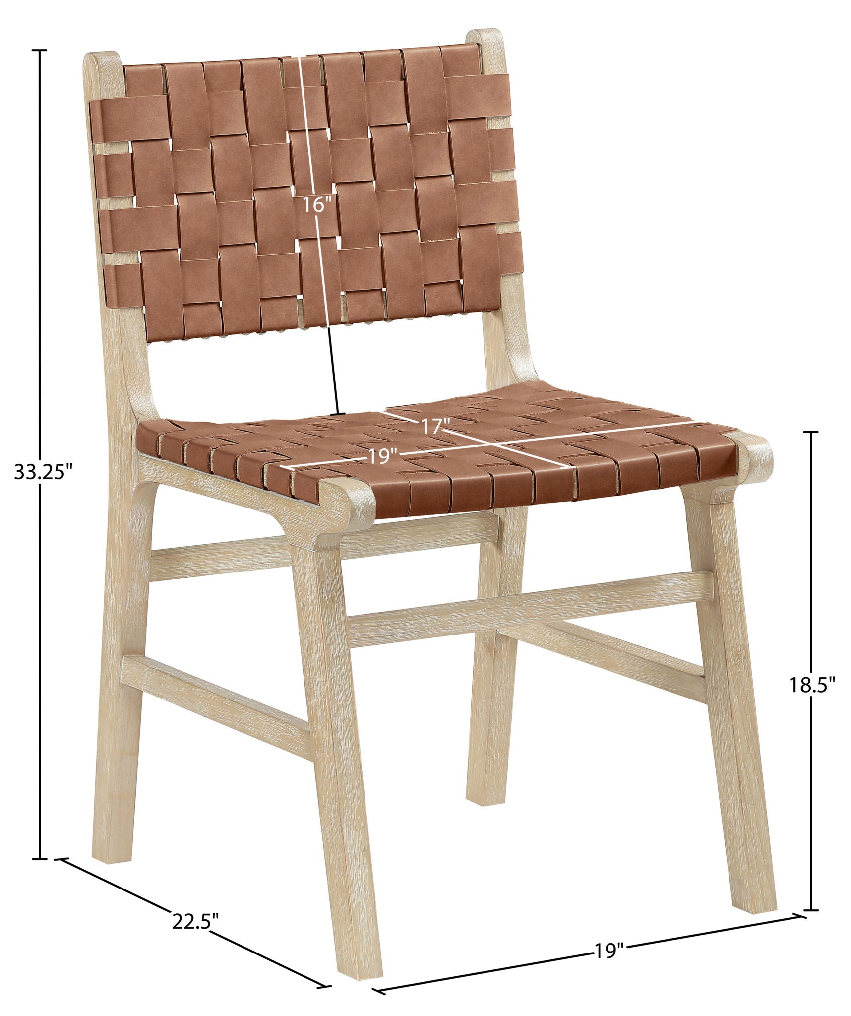 Entwine - Vegan Leather Upholstered Dining Chair - Painted Natural