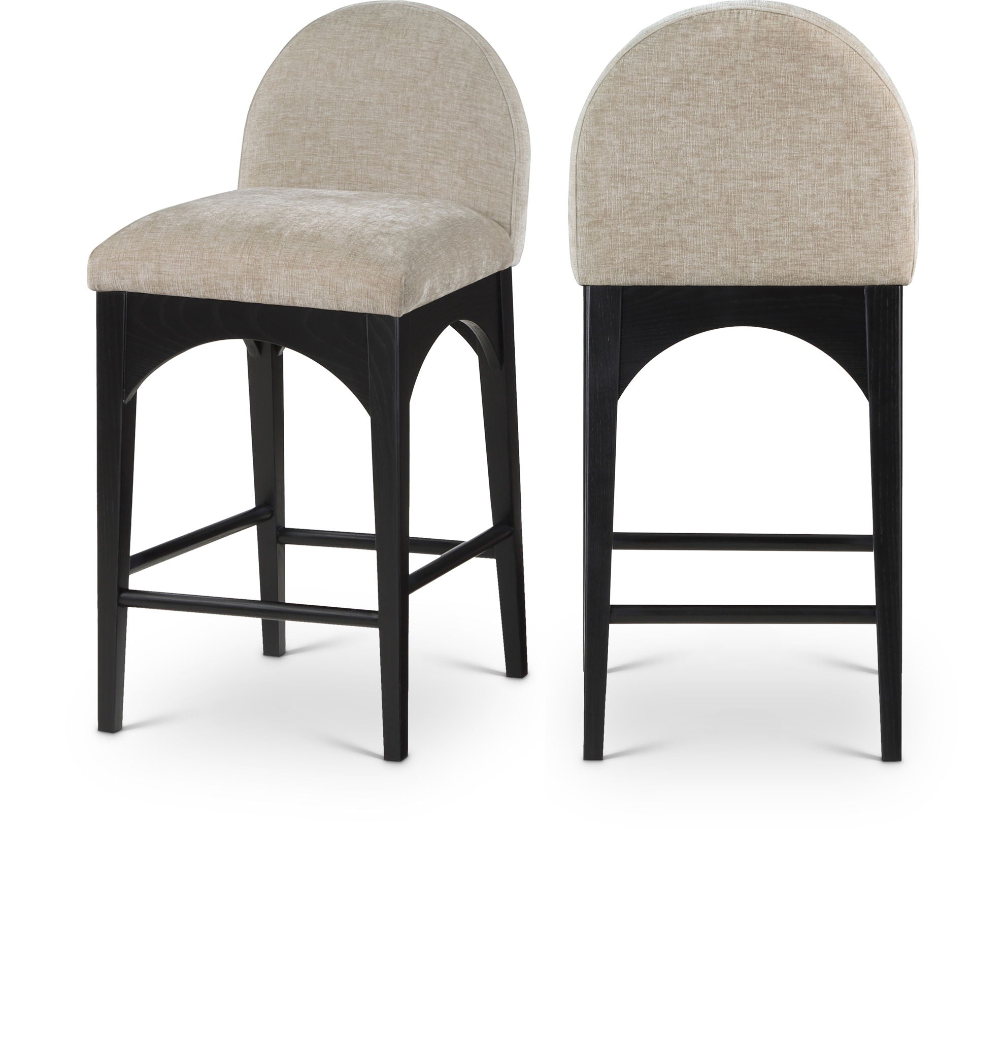 Waldorf - Chenille Stool With Black Legs