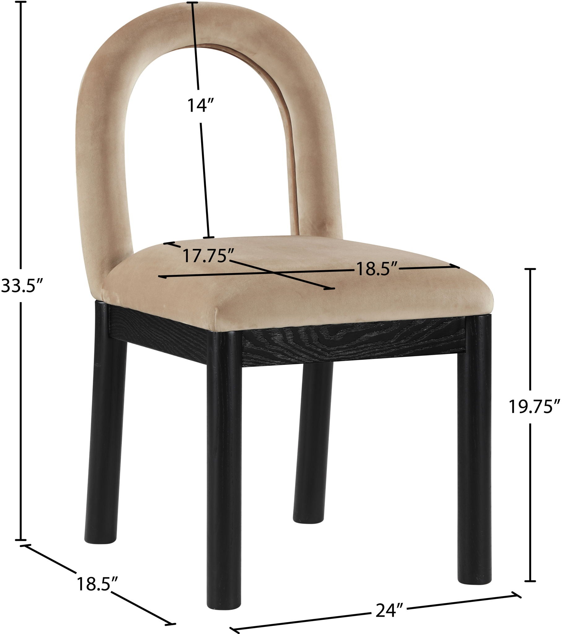 Conrad - Velvet Dining Chair With Black Legs