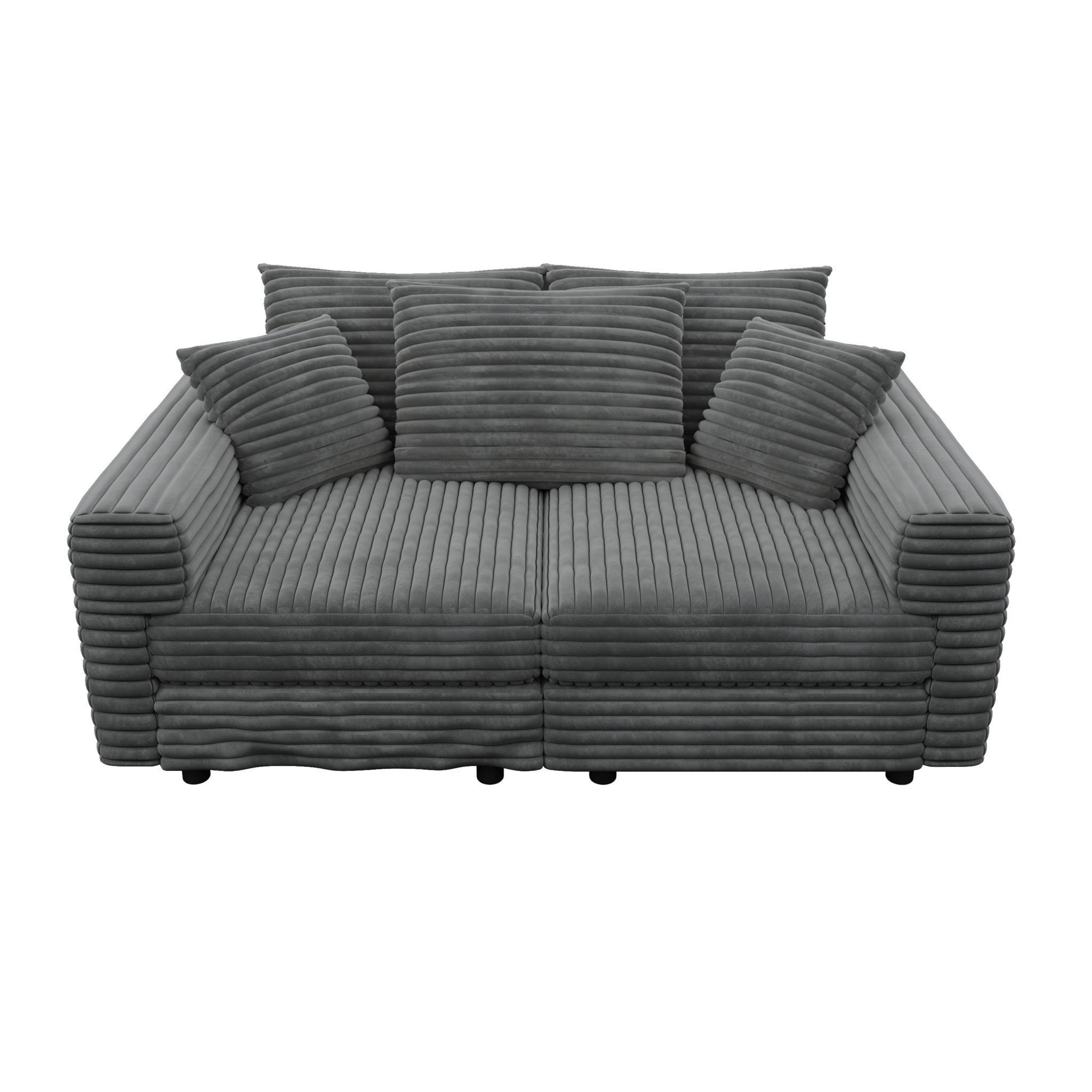 Convertible Deep Seat Sofa With Soft Pillows And Ottomans