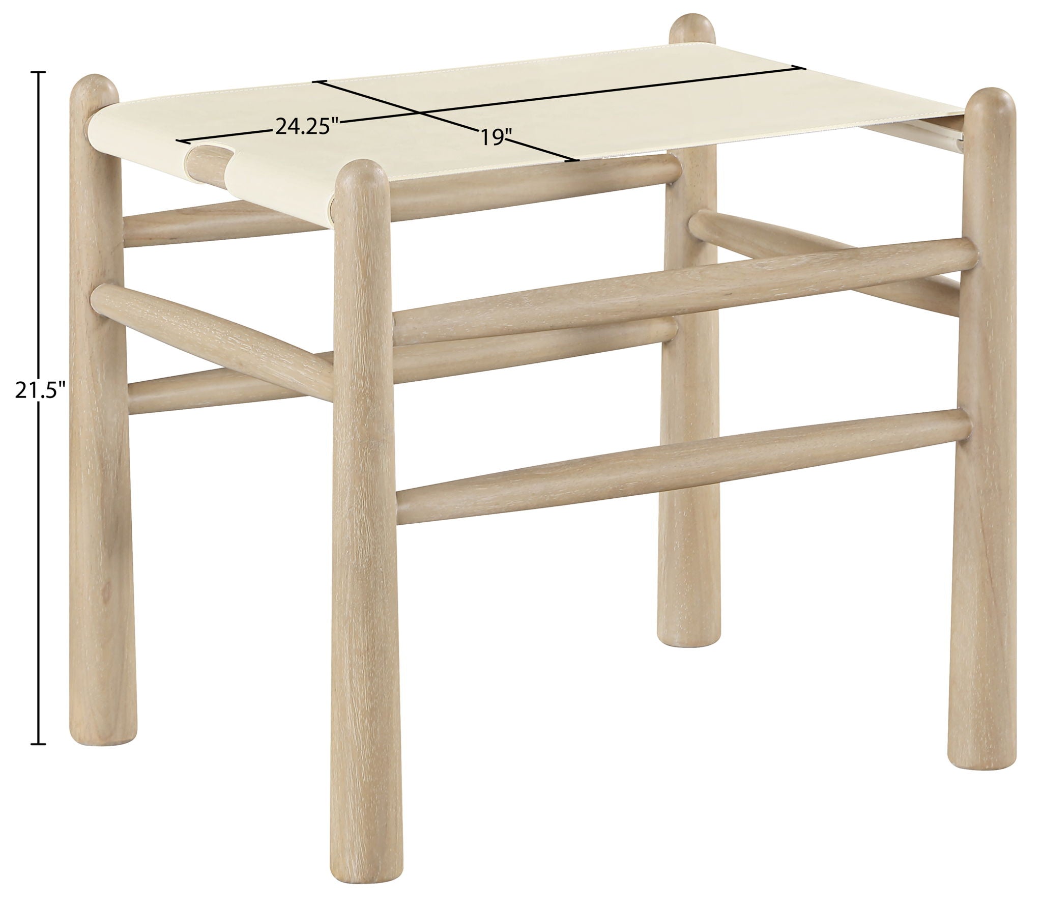 Santos - Faux Leather Upholstered Bench - Natural Frame