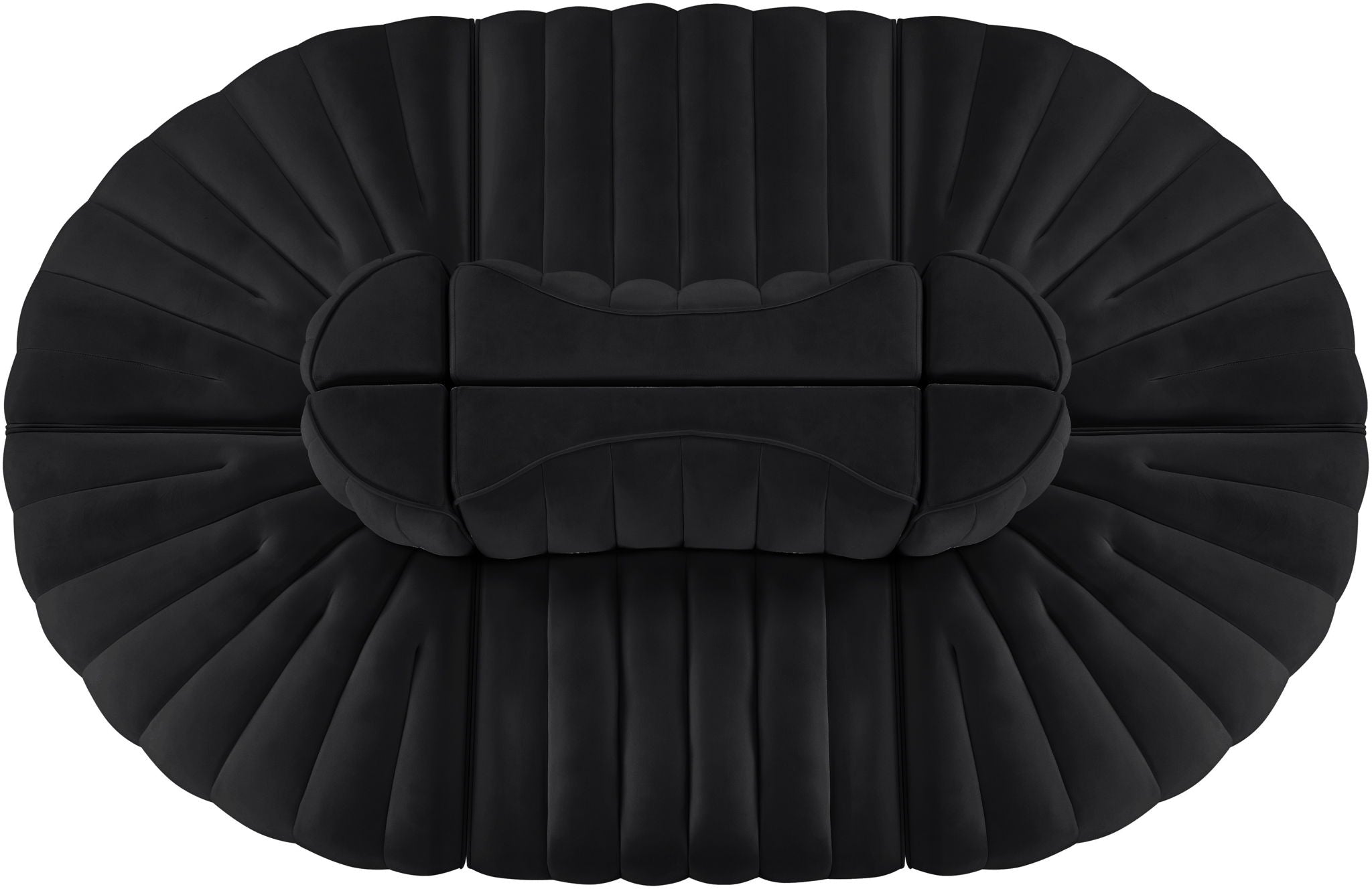 Rummi - Oval Velvet Performance Fabric Upholstered 6 Piece Modular Sectional