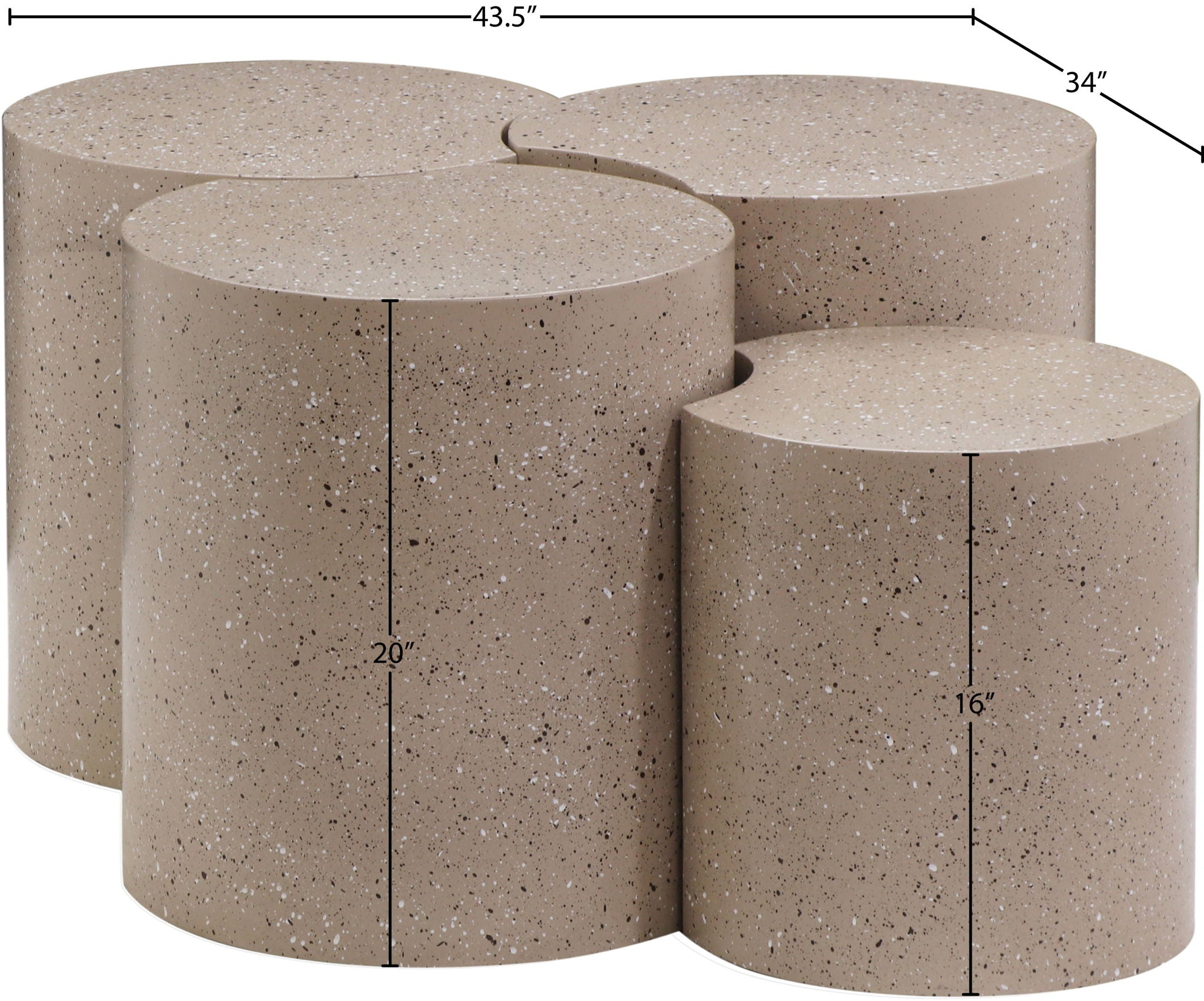 Dimple - 20" 4 Piece Modular Coffee Table - Terazzo Finish