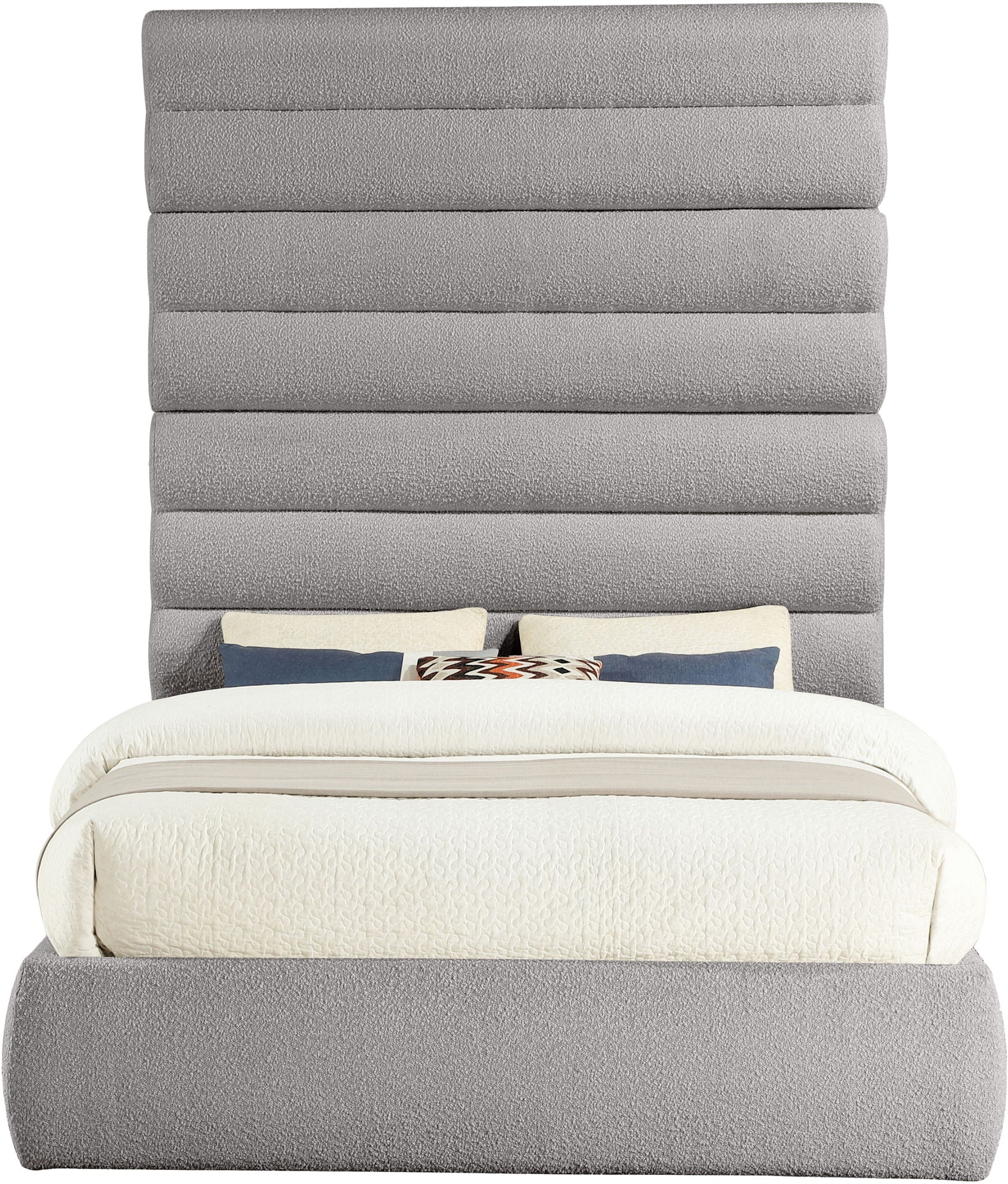 Adam - Boucle Fabric Bed With 89" Headboard